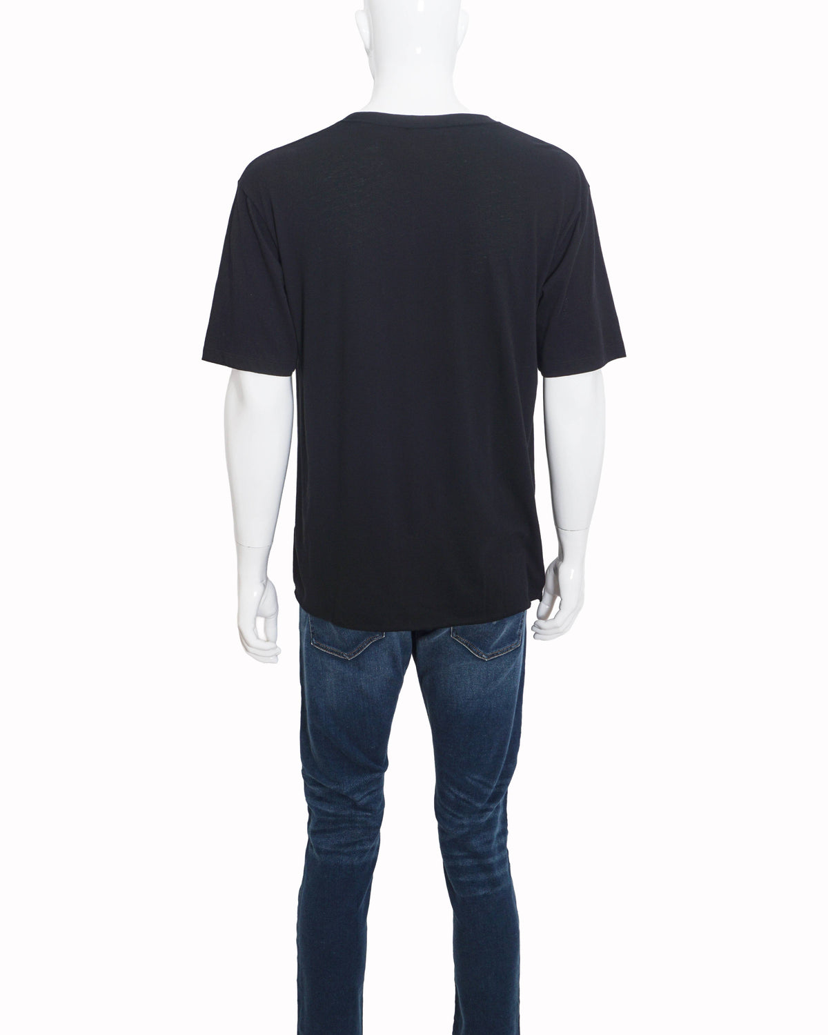 Saint Laurent Black Metallic Script Logo Men's T-Shirt