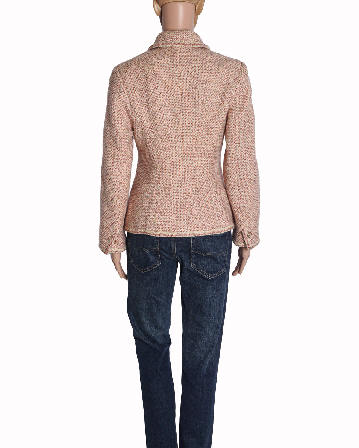 Chanel Pink & Cream Braided Tweed Tailored Jacket