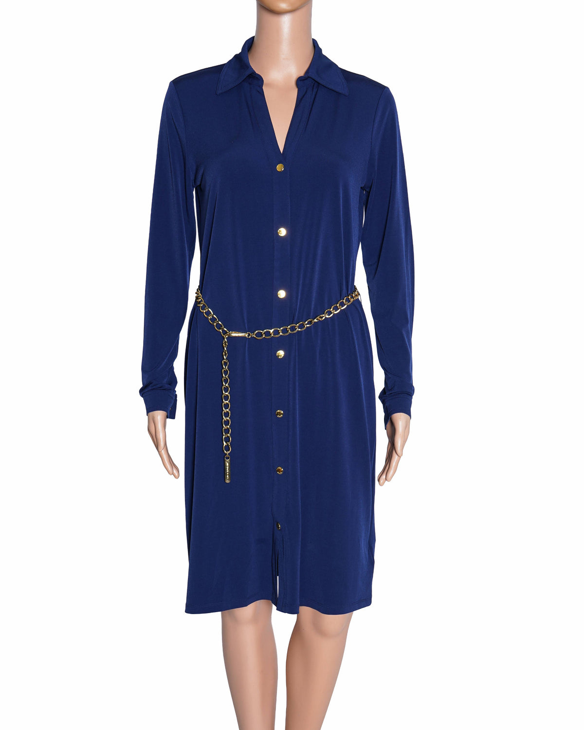 Michael Kors Button Down Dress In Royal Blue