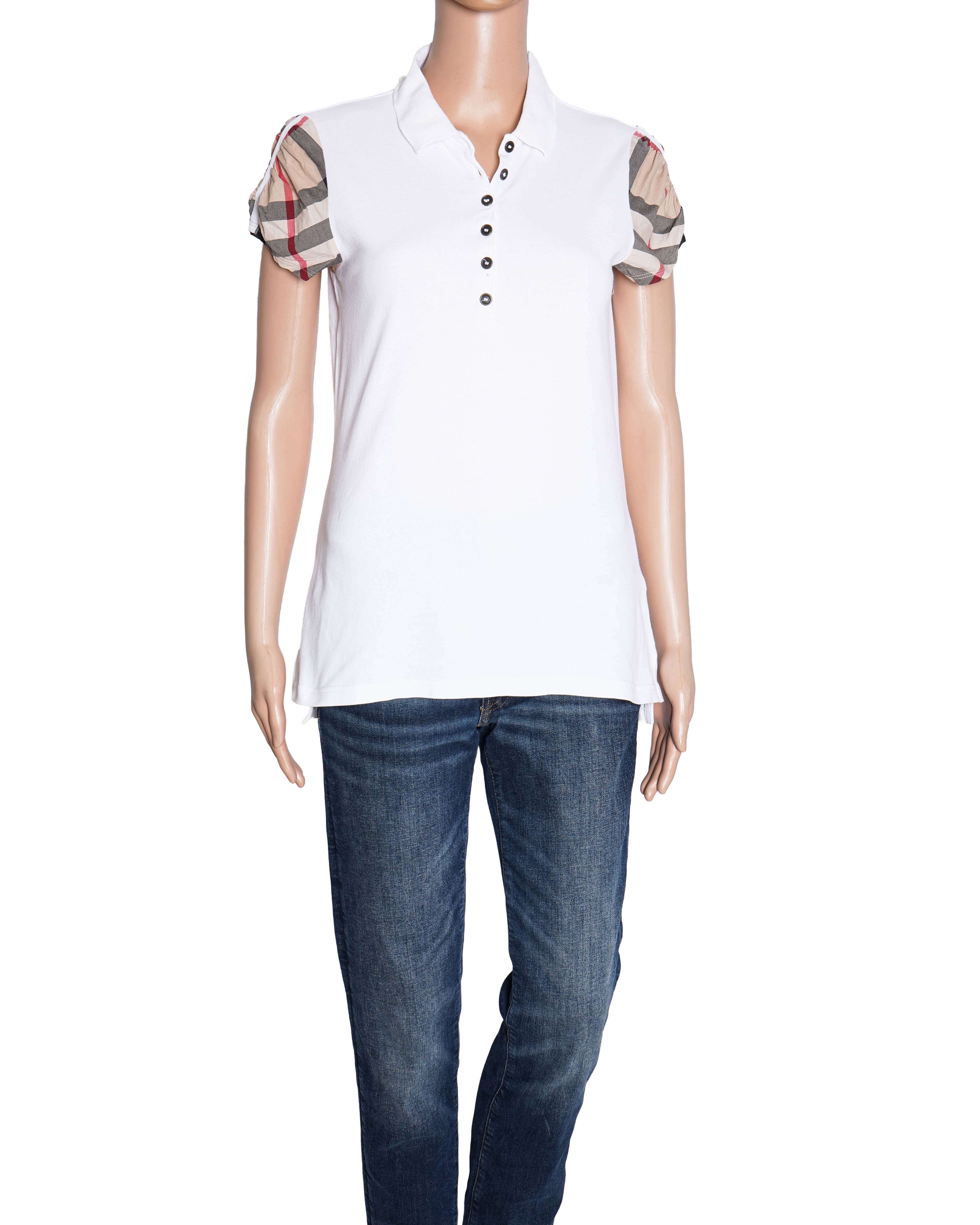 Burberry Signature Check-Sleeve Polo T-Shirt