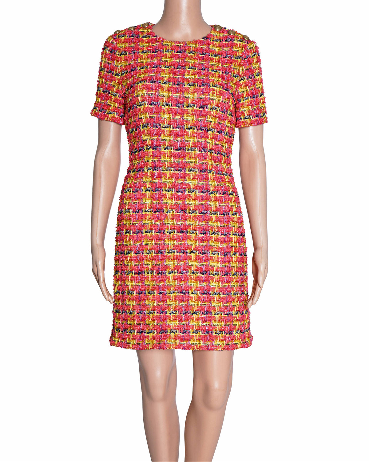 Gucci Round Neck  Multicolor Lamé-Tweed Mini Dress