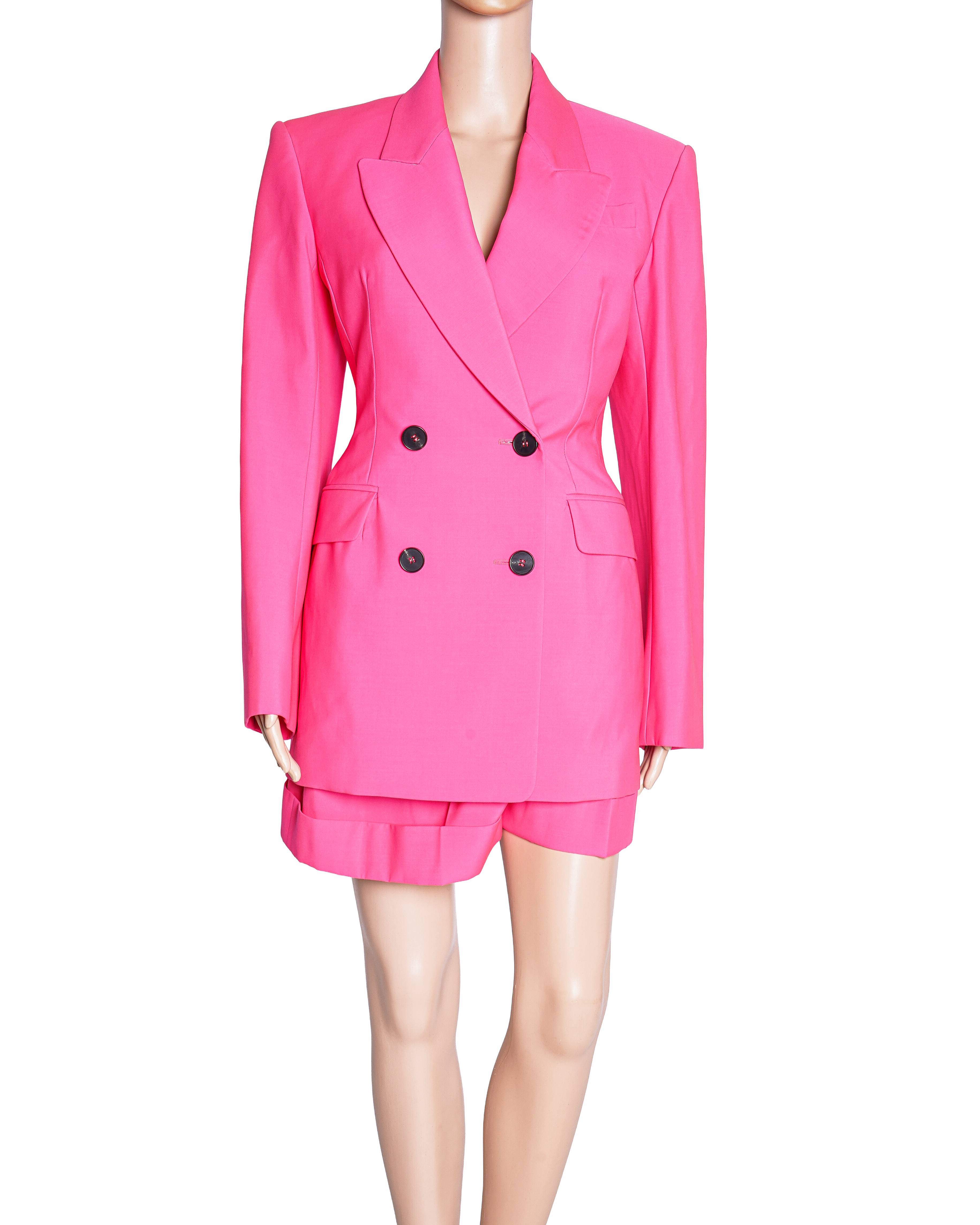 Alexander McQueen Spring/Summer 2022 Hot Pink Wool Double-Breasted Suit Set