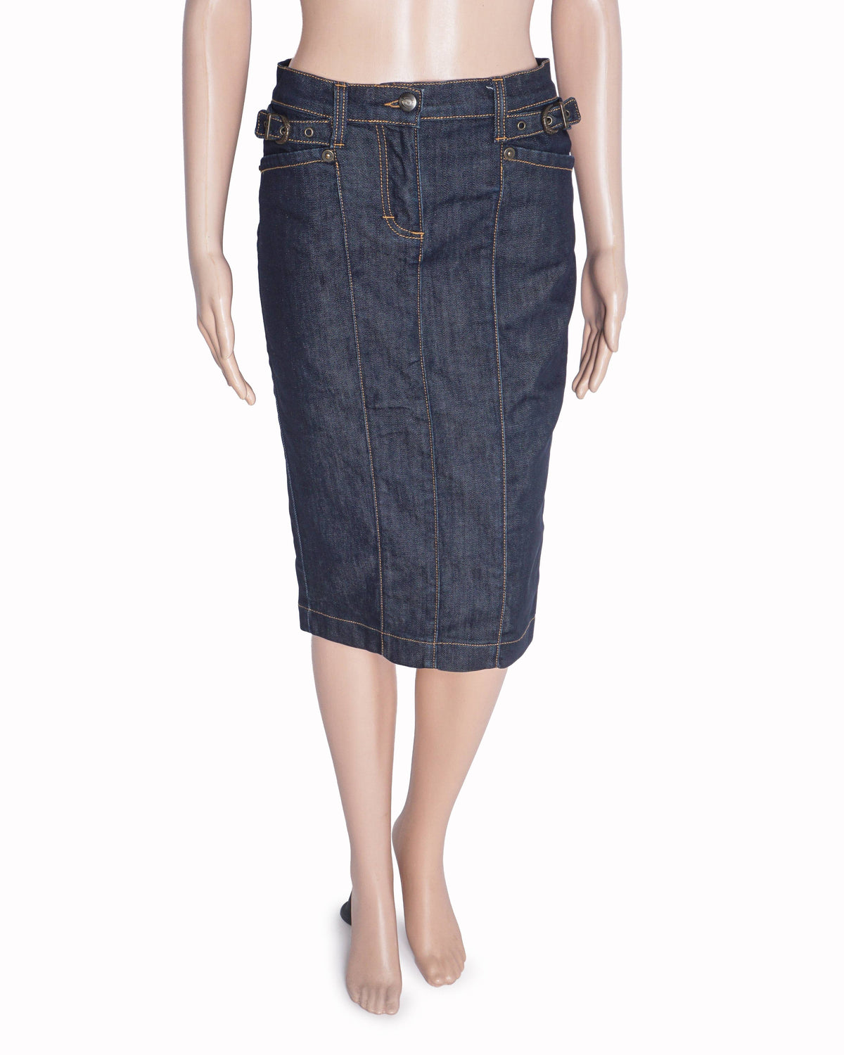 Just Cavalli Dark Wash Denim Pencil Skirt