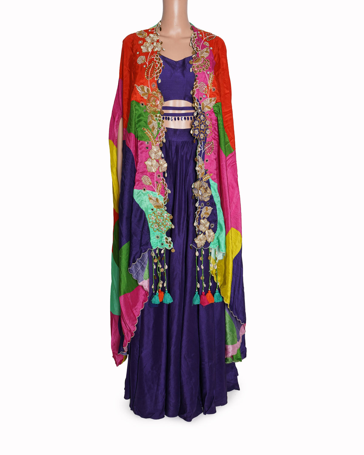 Gazal Gupta Royal Purple Flared Palazzo & Multi-Color Dupatta Set ...
