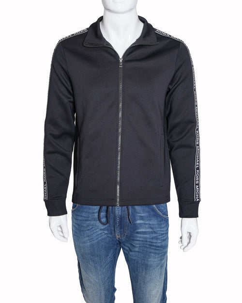 Michael Kors High-Neck Jacket with Placement Brand Print Taping