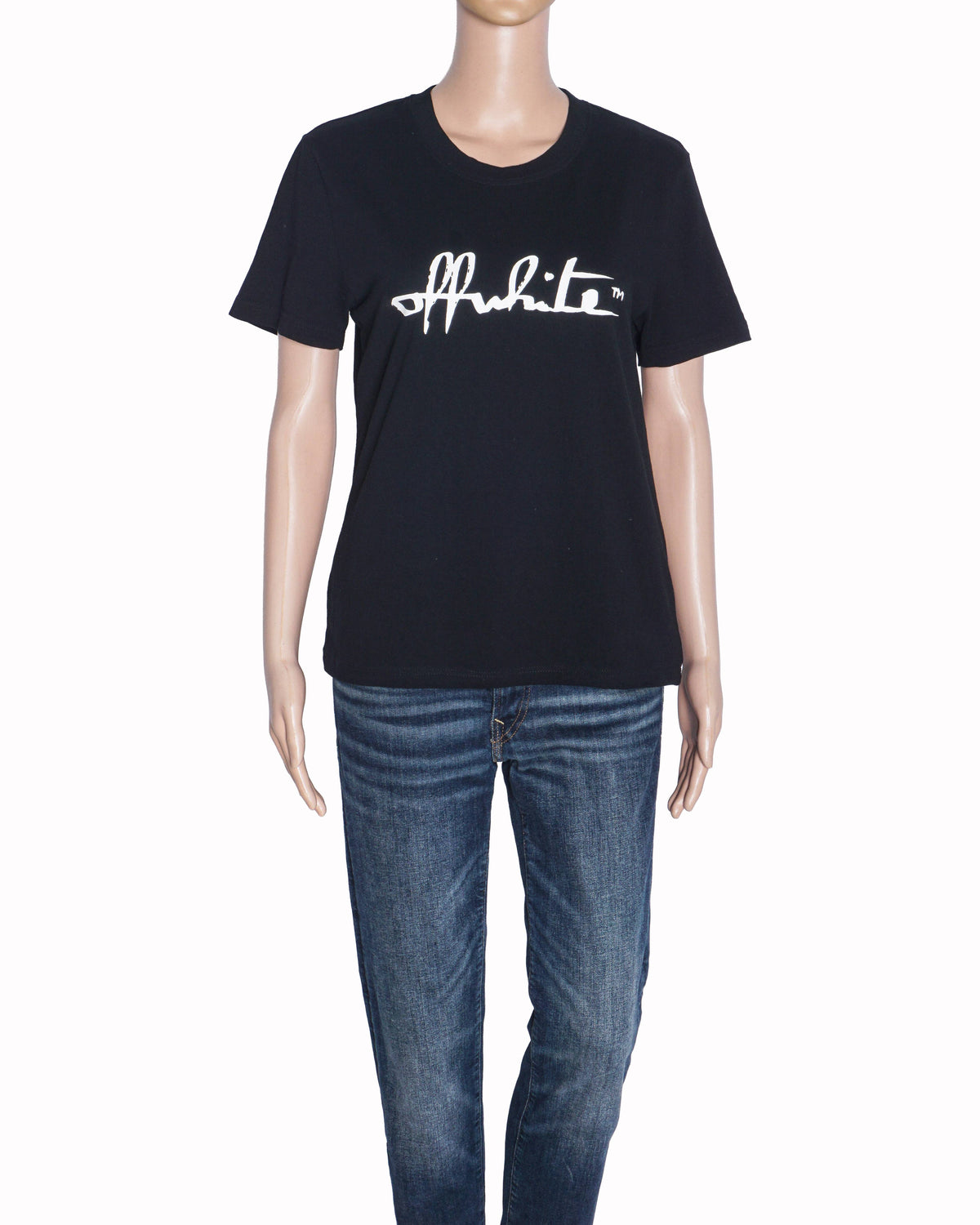 Off-White Black Cotton Script Logo T-Shirt