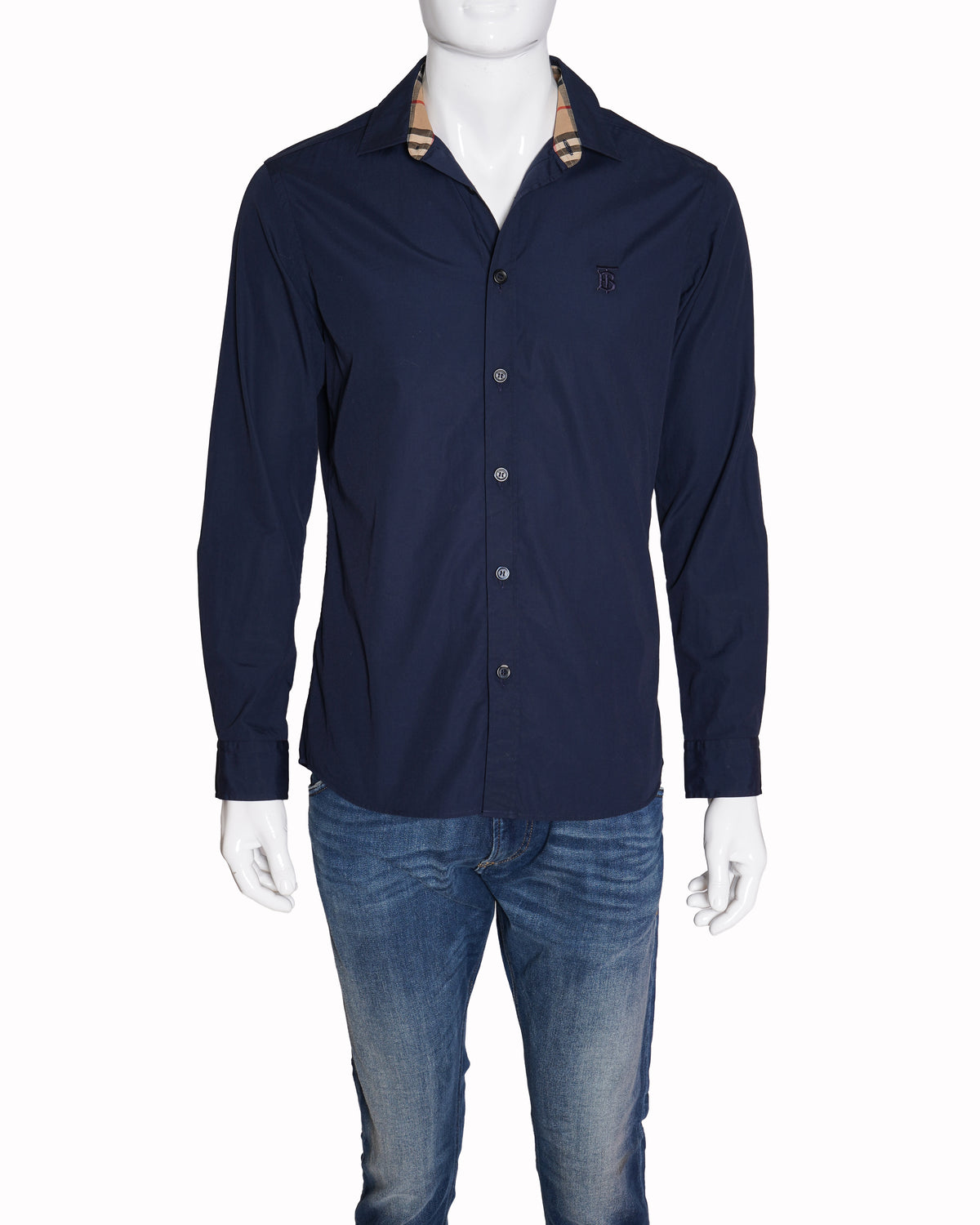 Burberry Navy Blue Full Sleves Shirt with Vintage Check Accents