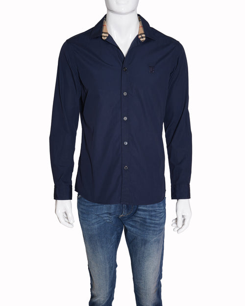 Burberry Navy Blue Full Sleves Shirt with Vintage Check Accents