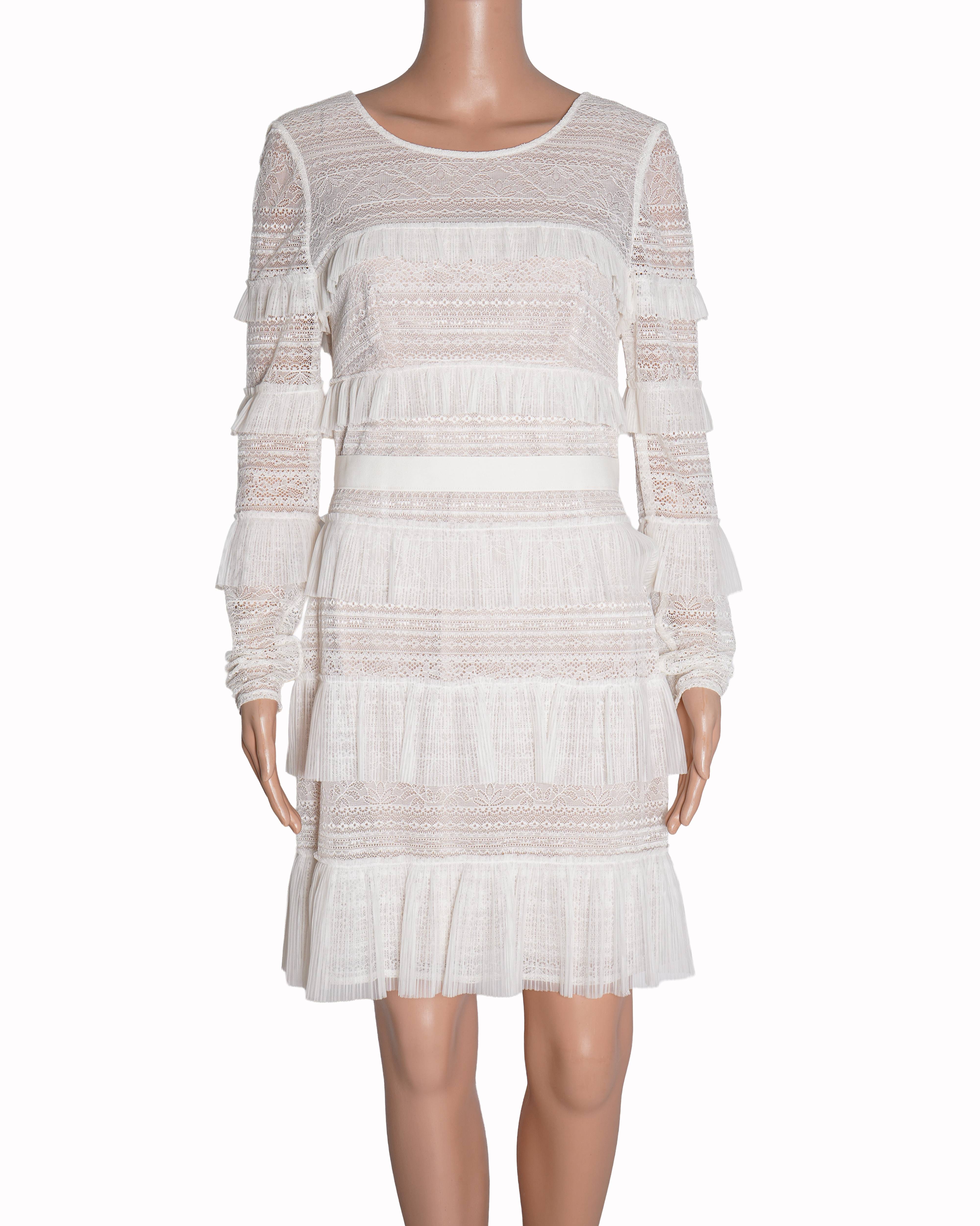 BCBGMAXAZRIA Micro Pleated Dress In White
