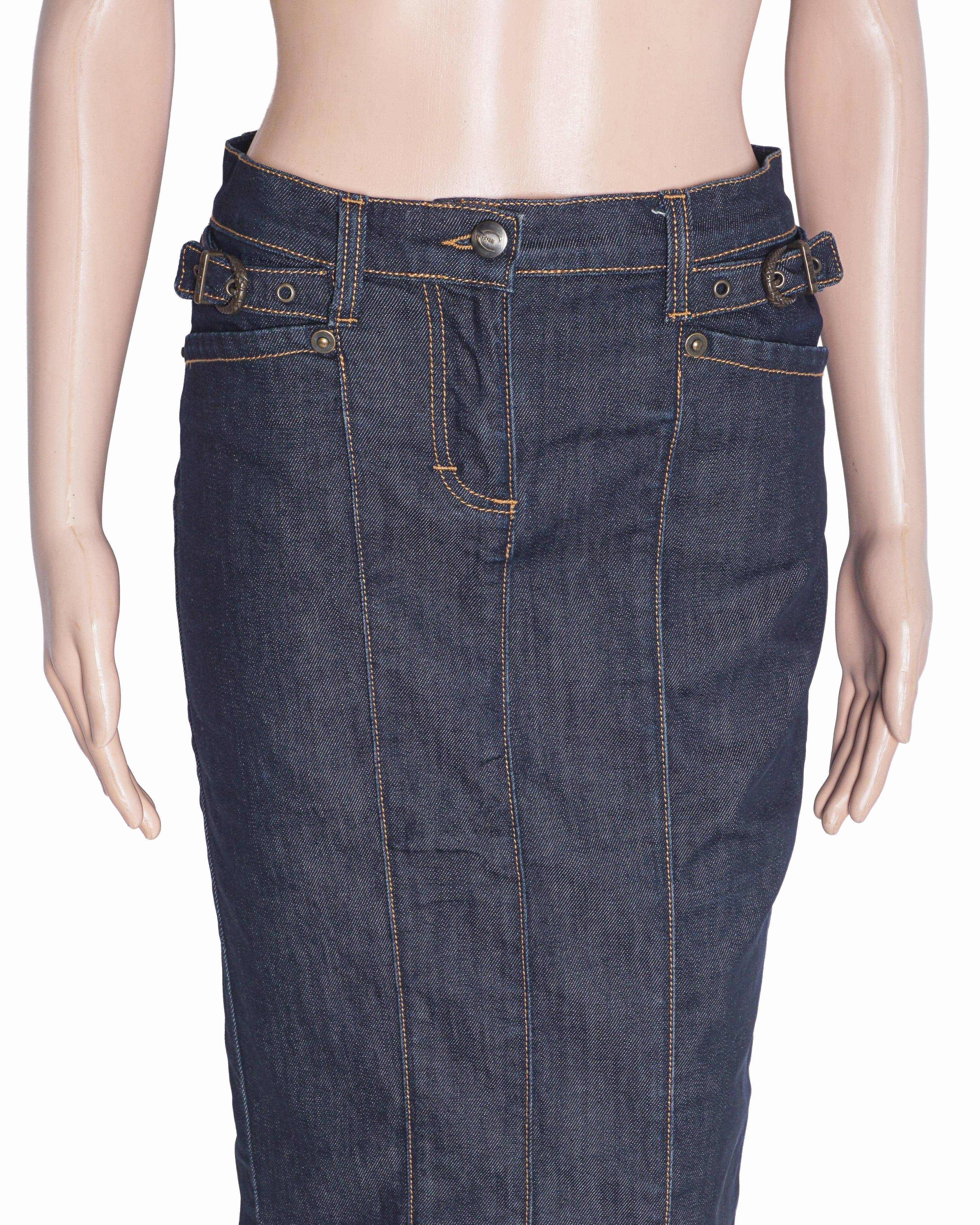 Just Cavalli Dark Wash Denim Pencil Skirt