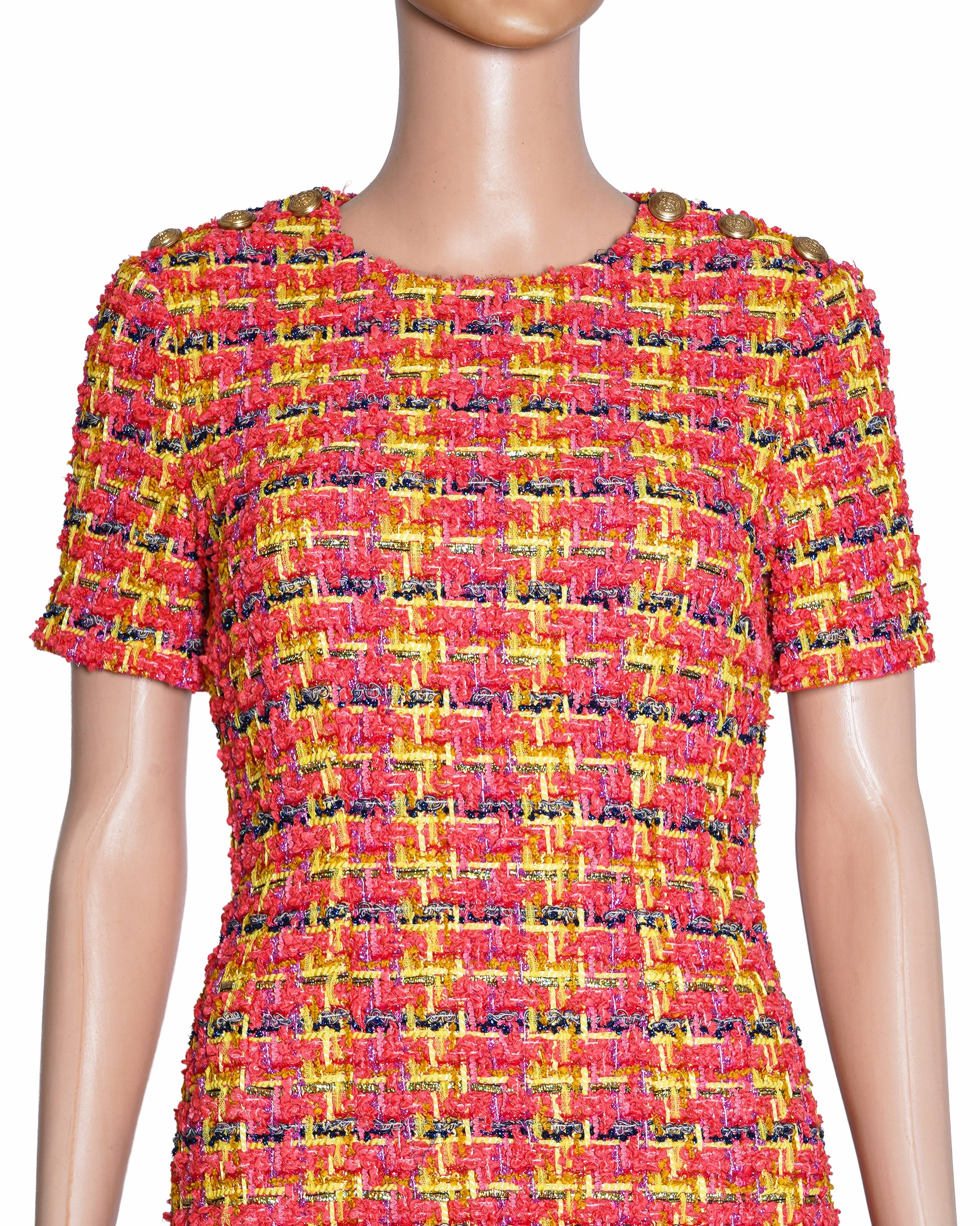 Gucci Round Neck  Multicolor Lamé-Tweed Mini Dress