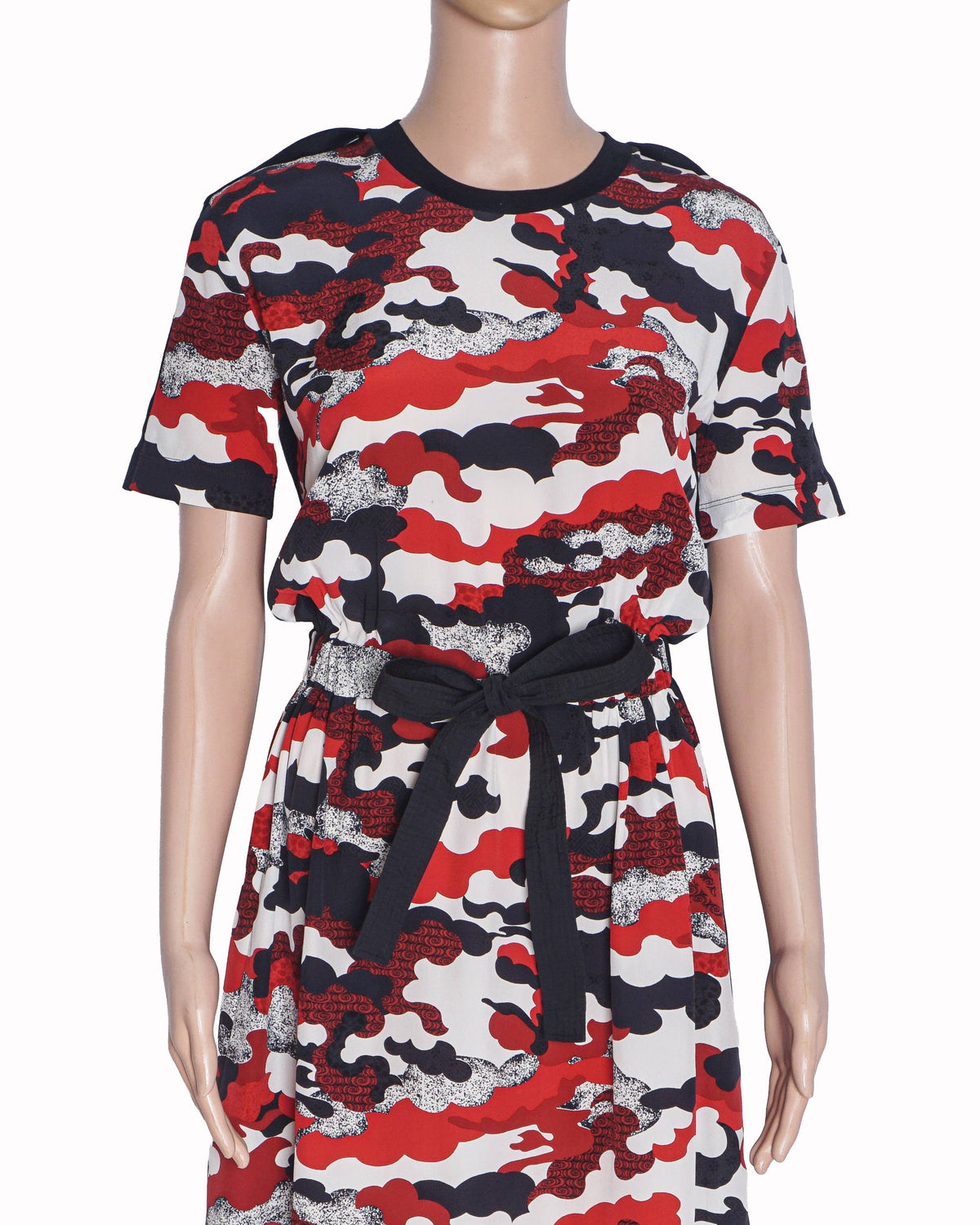 Louis Vuitton Black/Red Printed Tie Front Dress