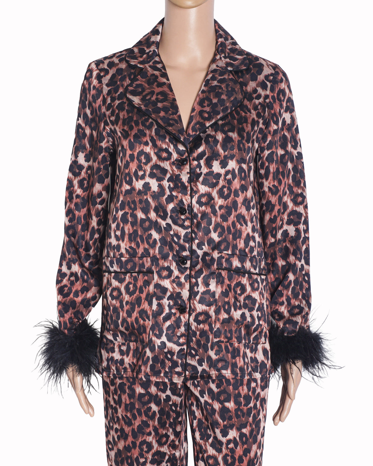Nadine Merabi Leopard Print Darcie Feather Pyjamas Set