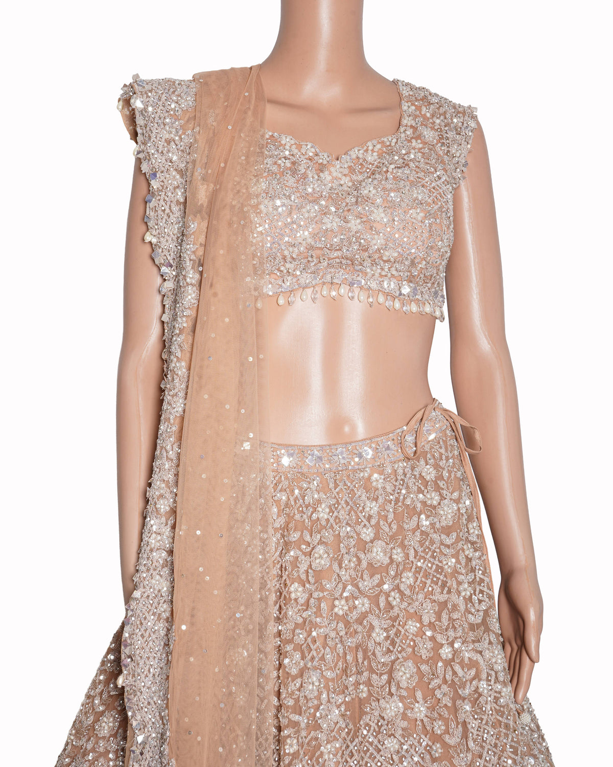 Seema Gujral Champagne Sequin Lehenga Set of 3