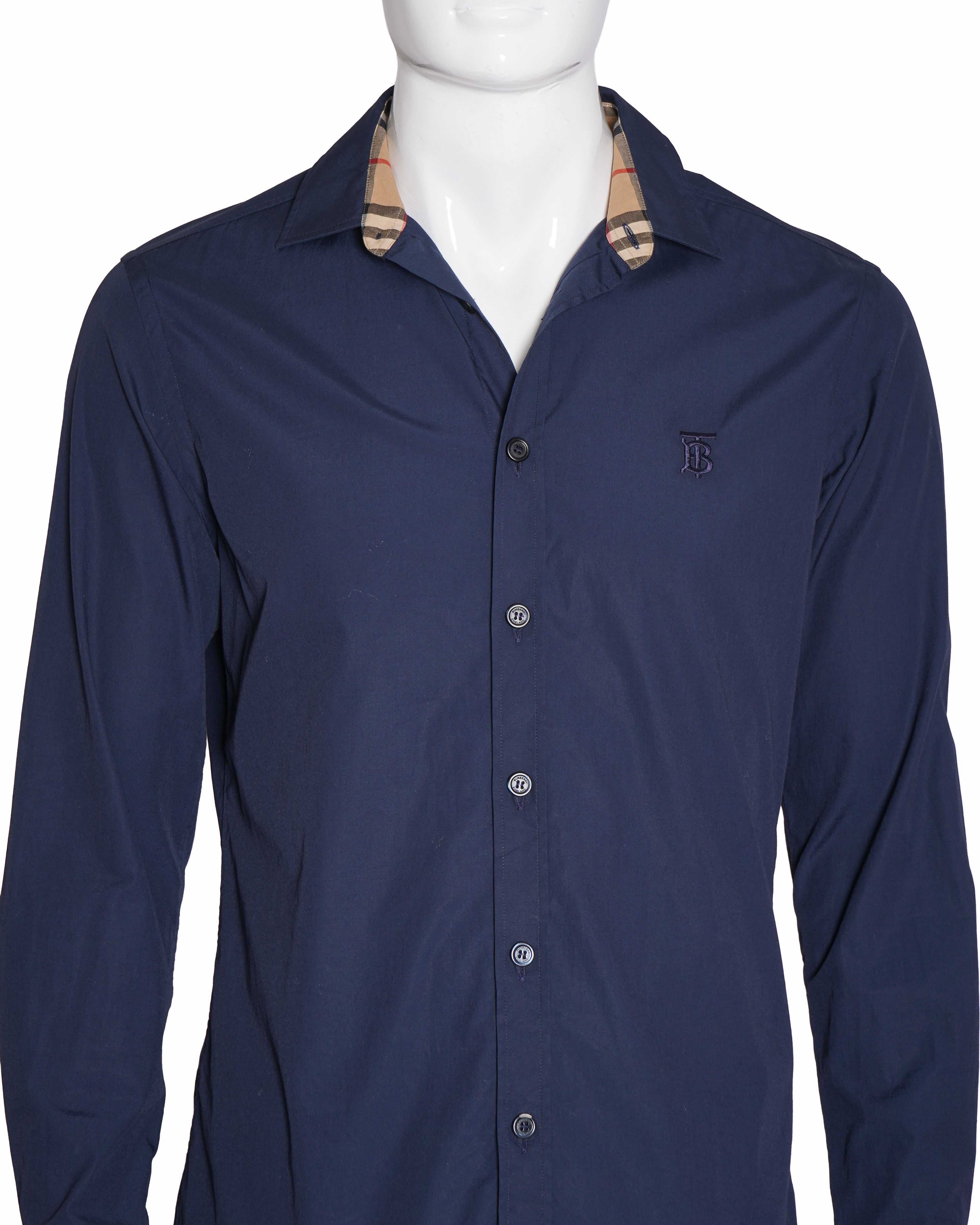 Burberry Navy Blue Full Sleves Shirt with Vintage Check Accents