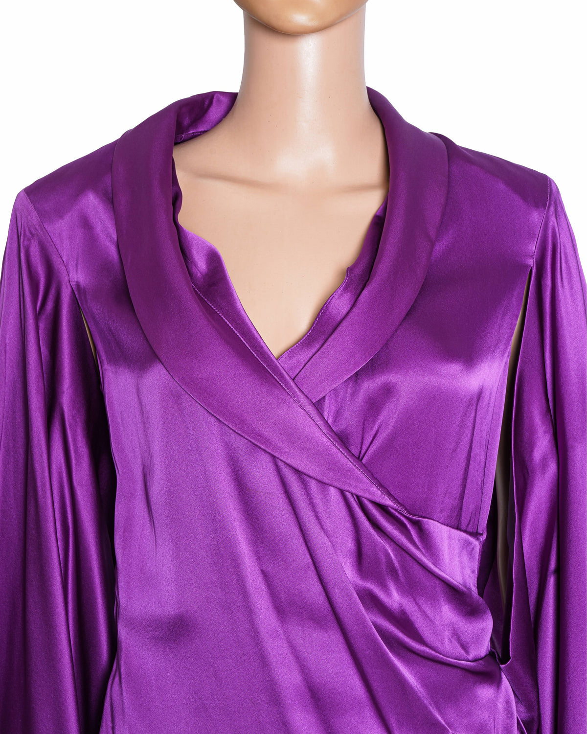 Redemption Drape Asymmetric Dress In Purple With Kimono Sleeves