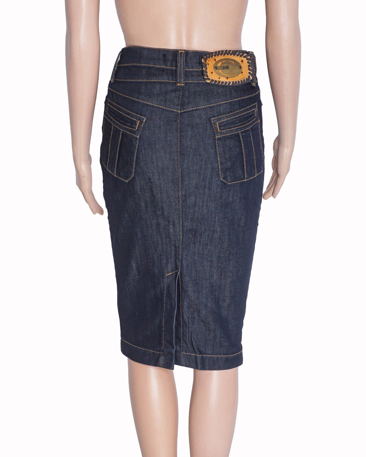 Just Cavalli Dark Wash Denim Pencil Skirt