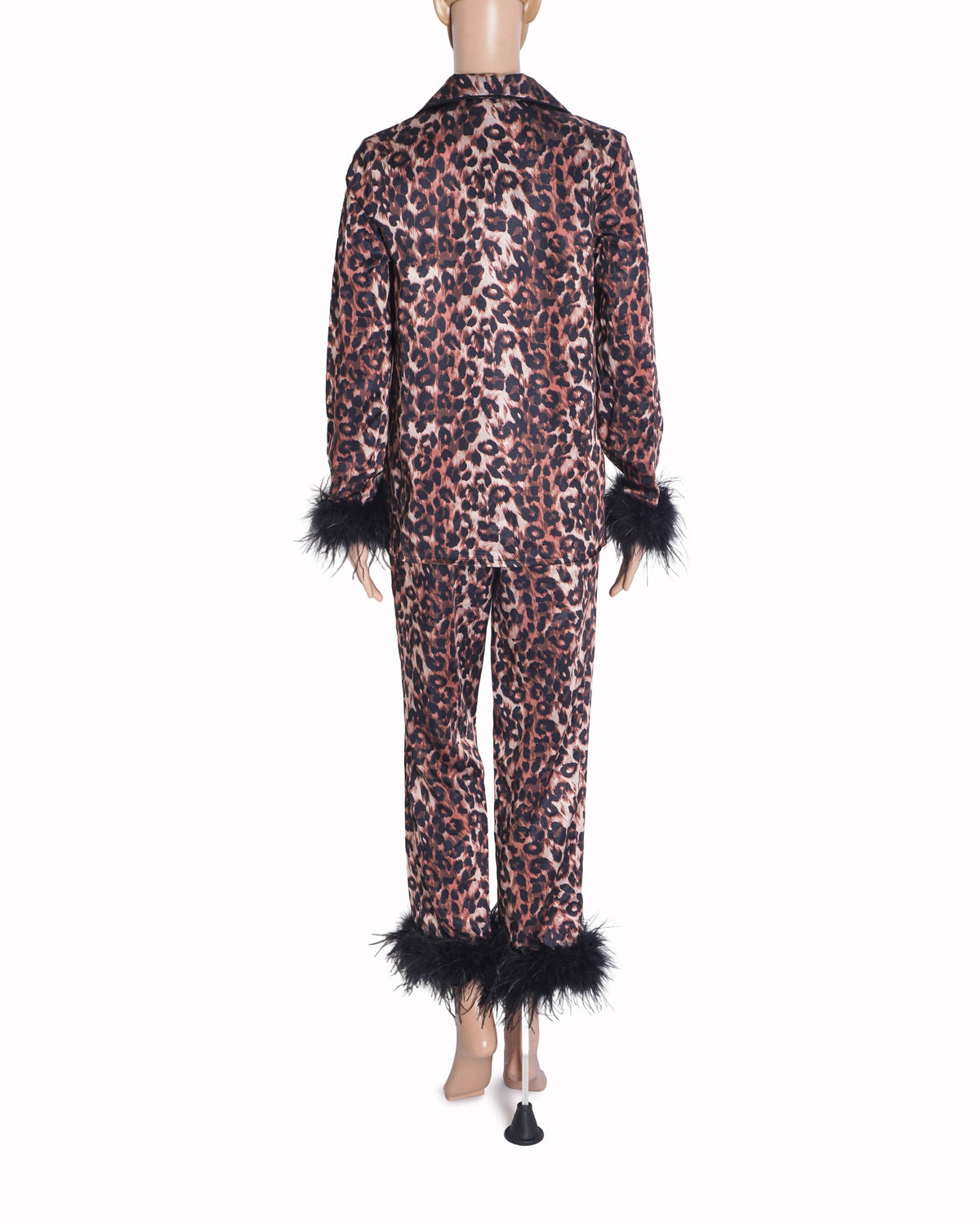 Nadine Merabi Leopard Print Darcie Feather Pyjamas Set