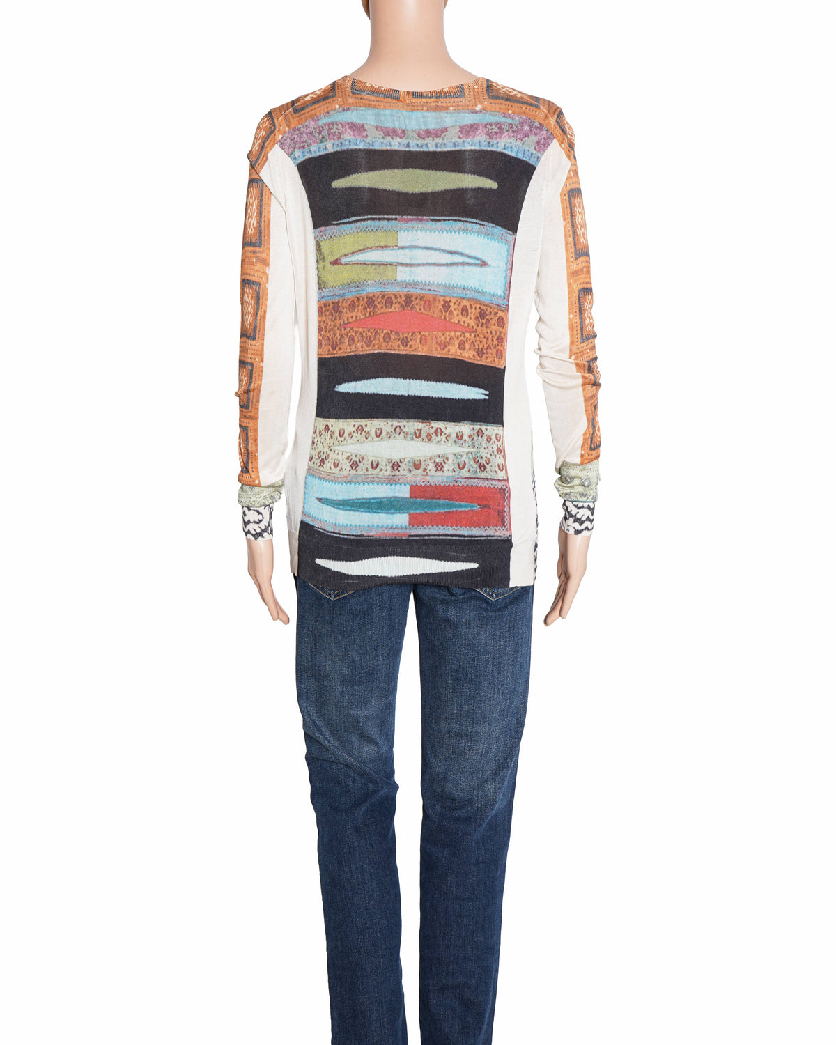 Etro Multicolour Print V-Neck Long-Sleeve Top