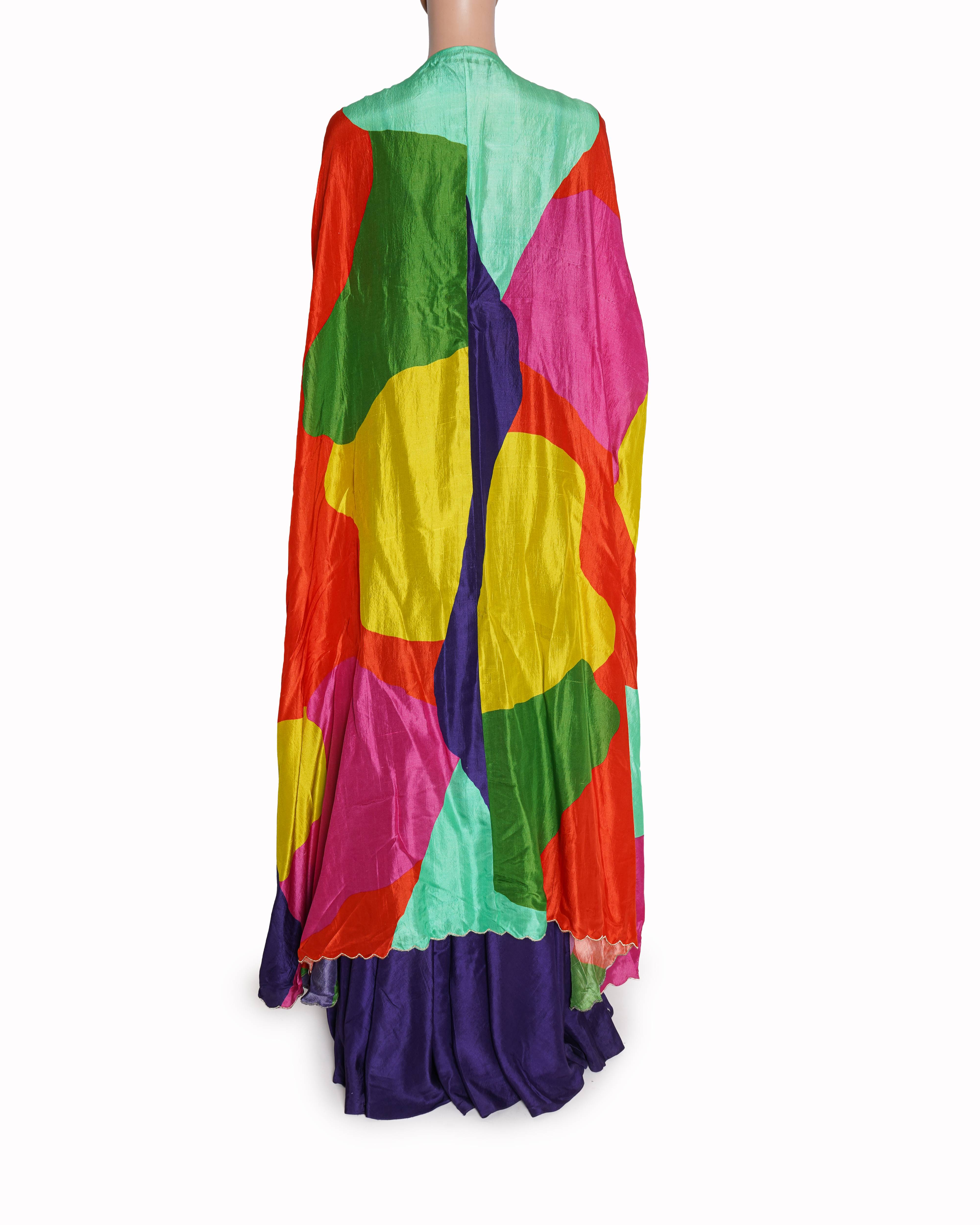 Gazal Gupta Royal Purple Flared Palazzo & Multi-Color Jacket Set