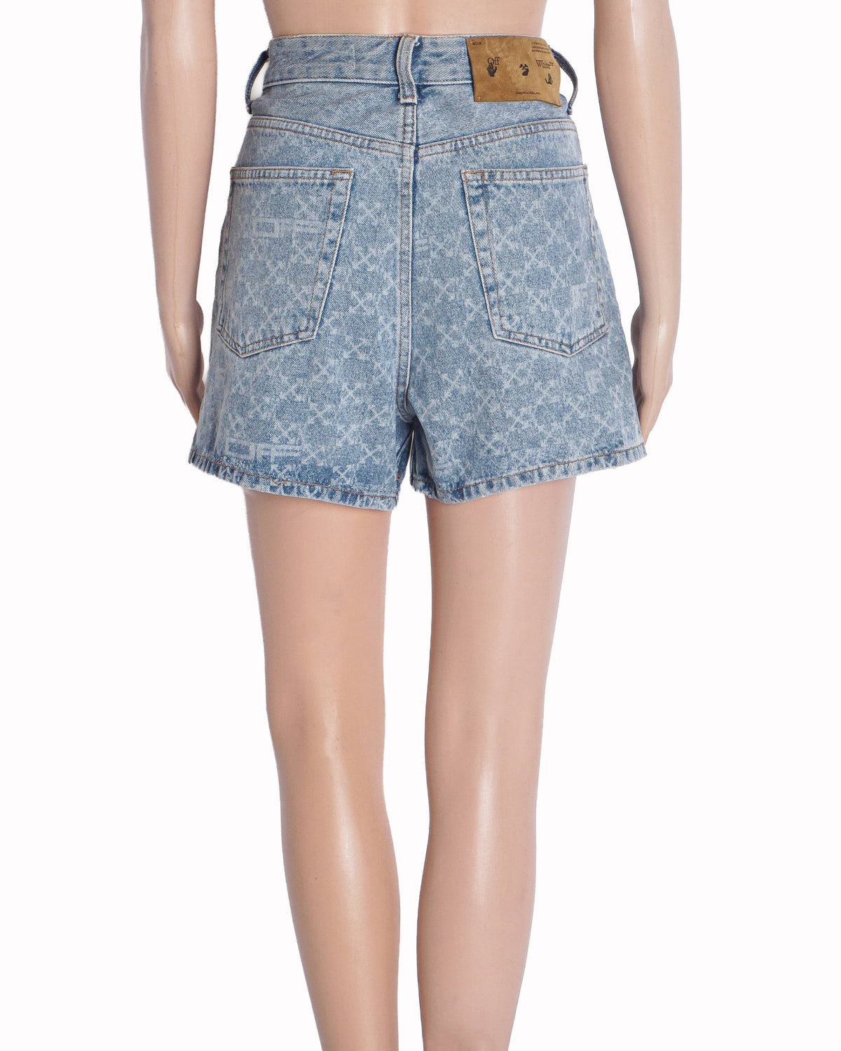 Off-White Monogram Acid Wash Denim Shorts