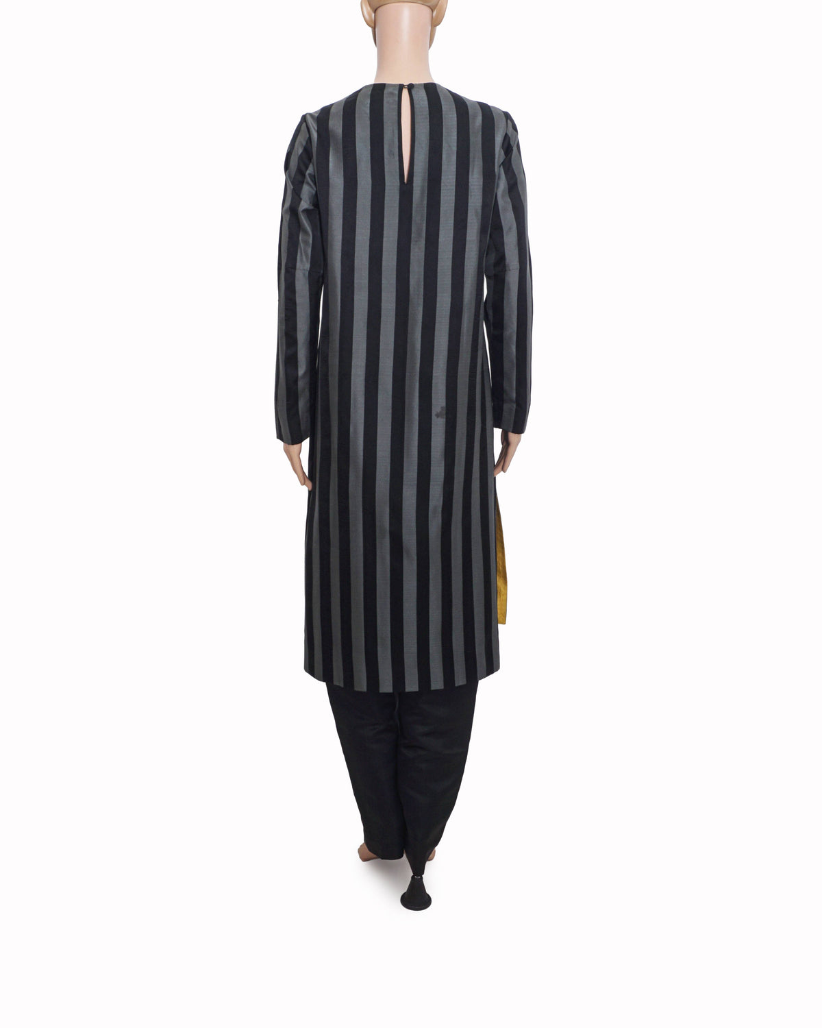 Raw Mango by Sanjay Garg Grey & Black Striped Silk Tunic Set