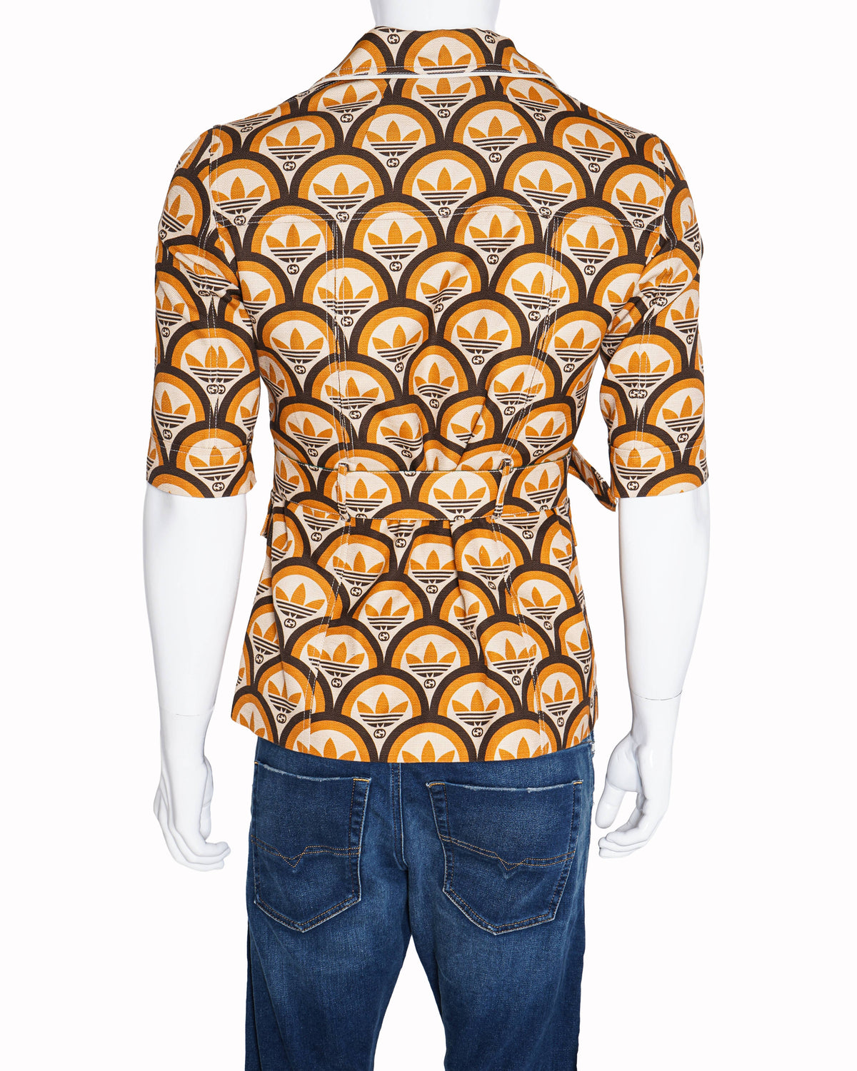 Gucci x Adidas Orange GG Trefoil Cotton Belted Jacket