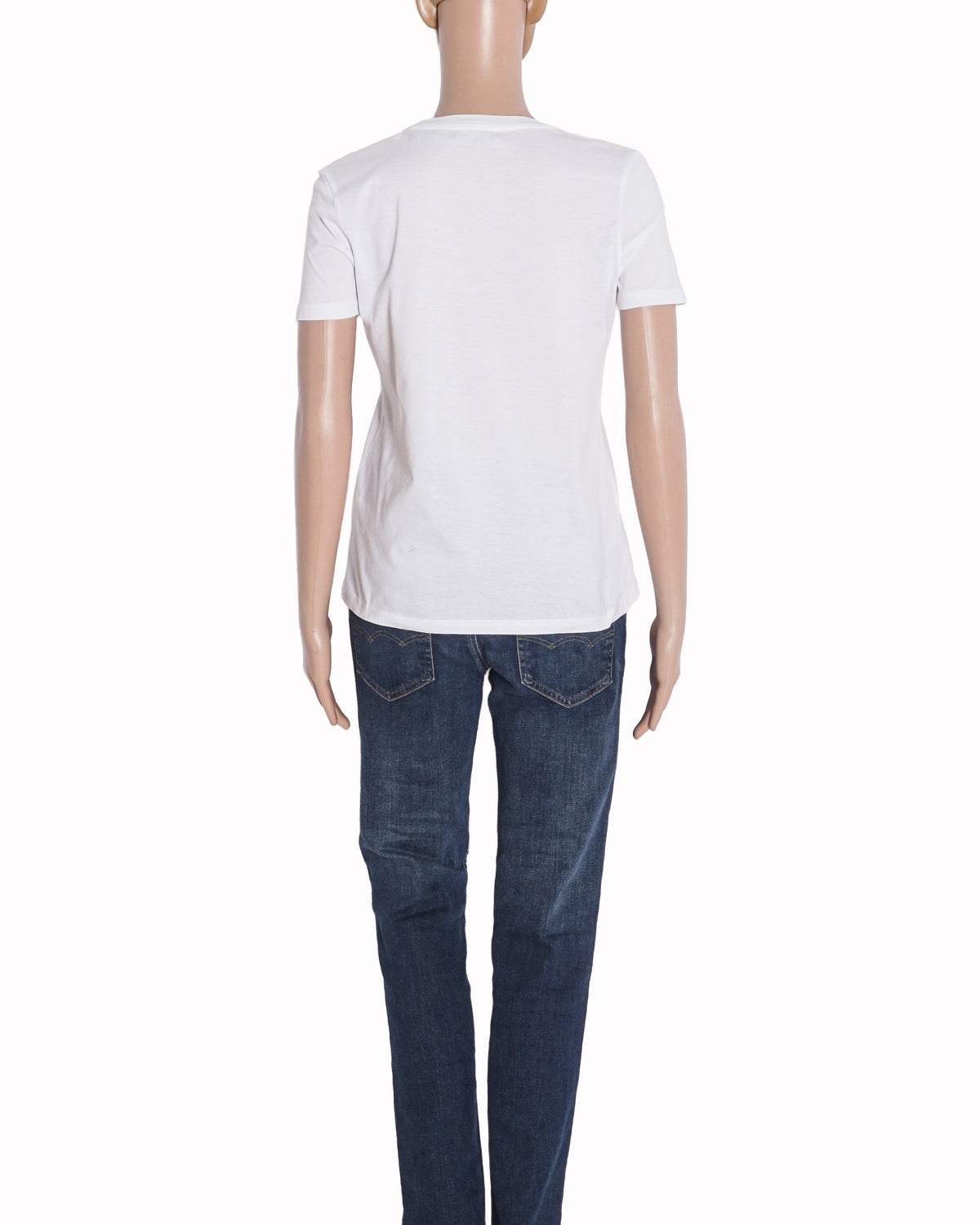 Balmain White Cotton Rhinestone Logo T-Shirt with Silver Buttons