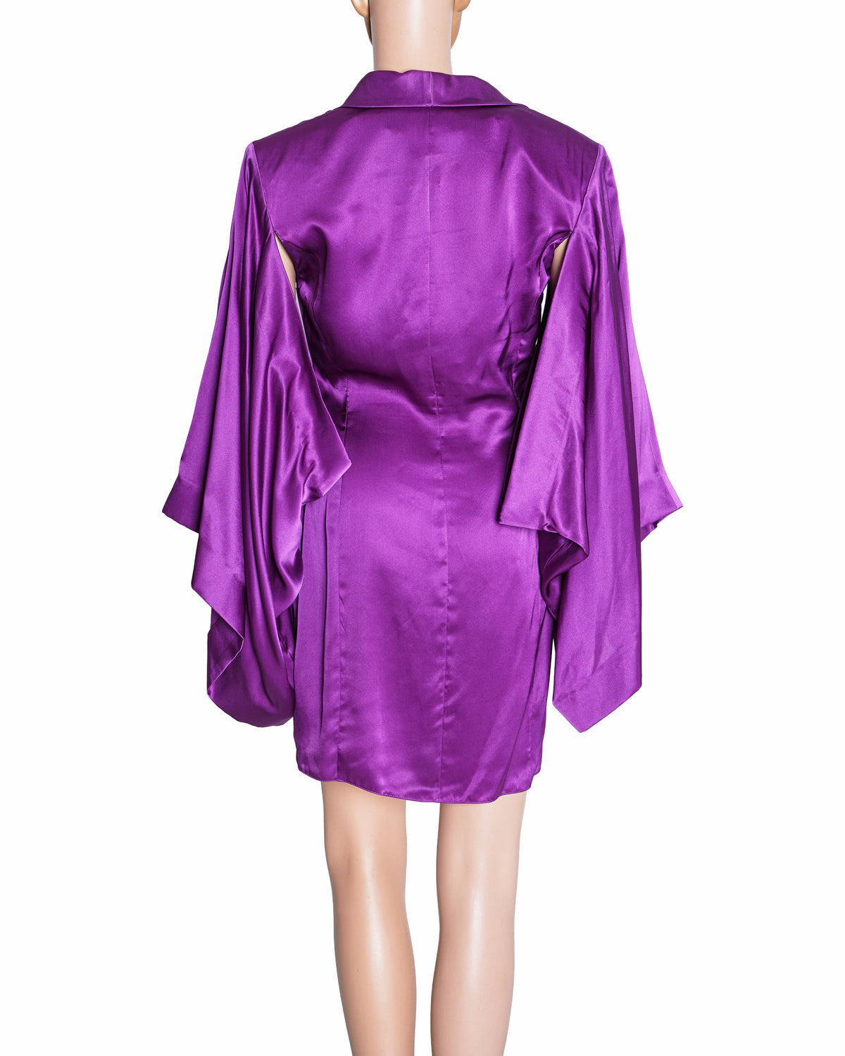 Redemption Drape Asymmetric Dress In Purple With Kimono Sleeves