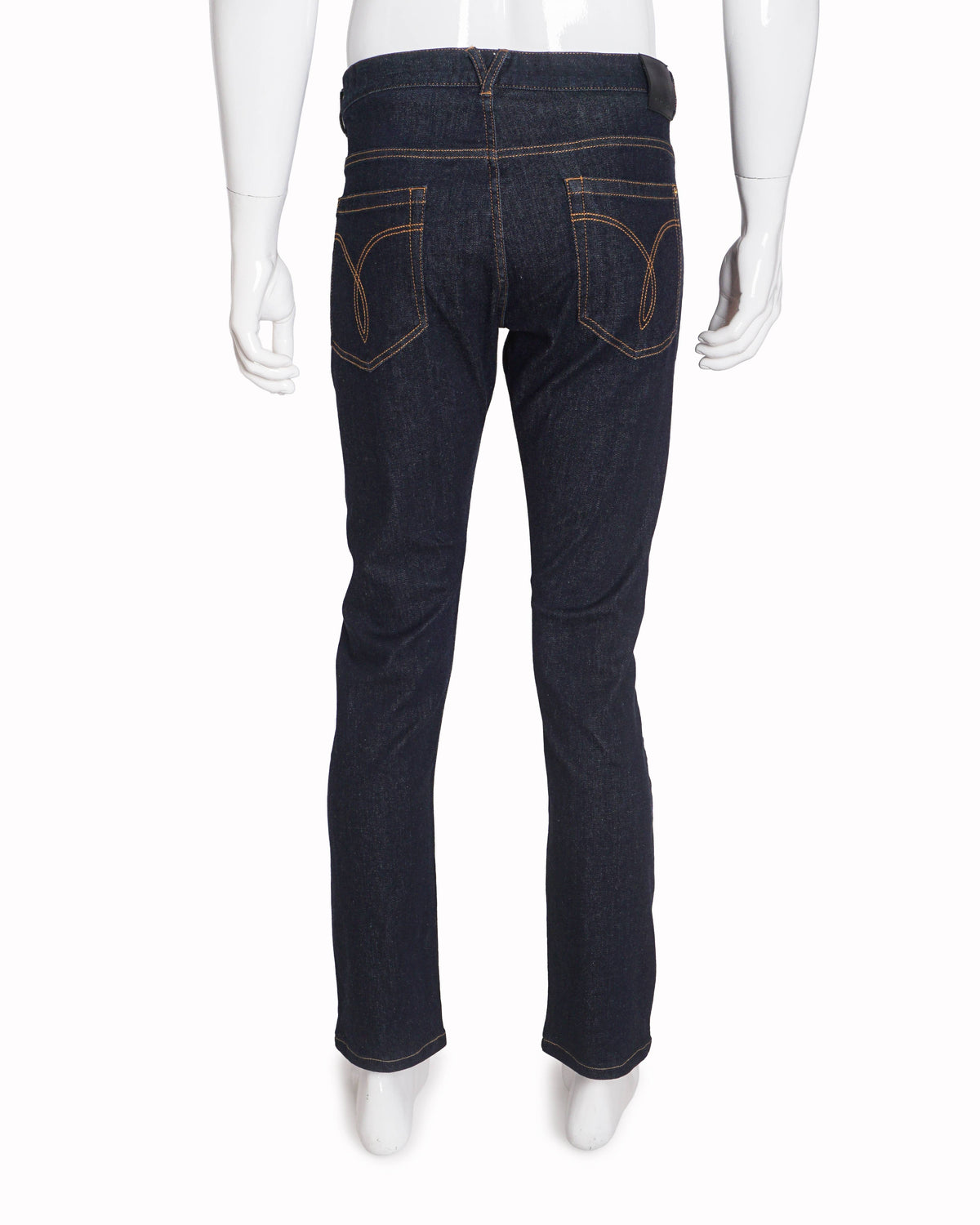 Versace Men's Dark Indigo Gold Button Slim-Fit Jeans