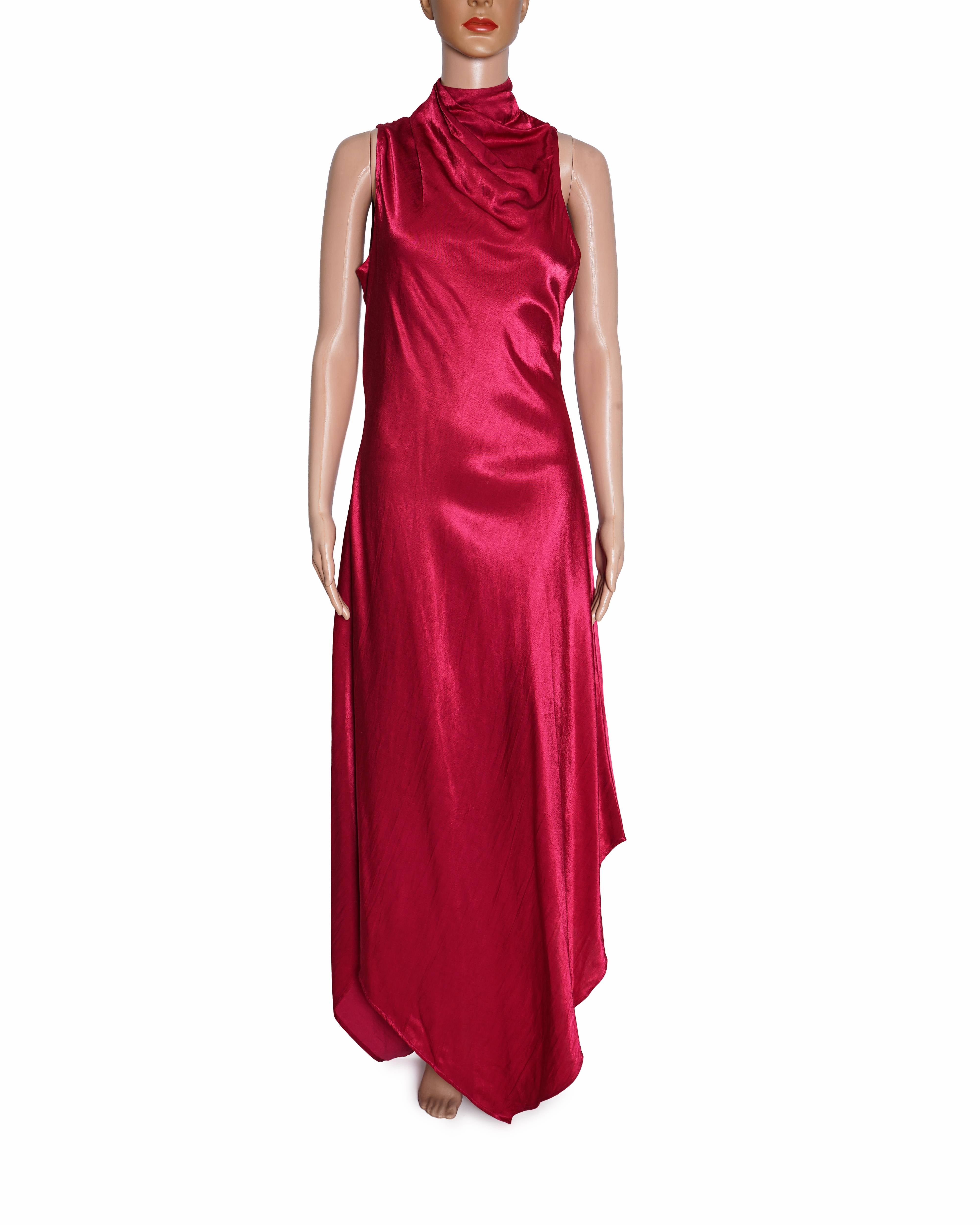 Aroka Red Halter Neck Asymmetric Maxi Dress