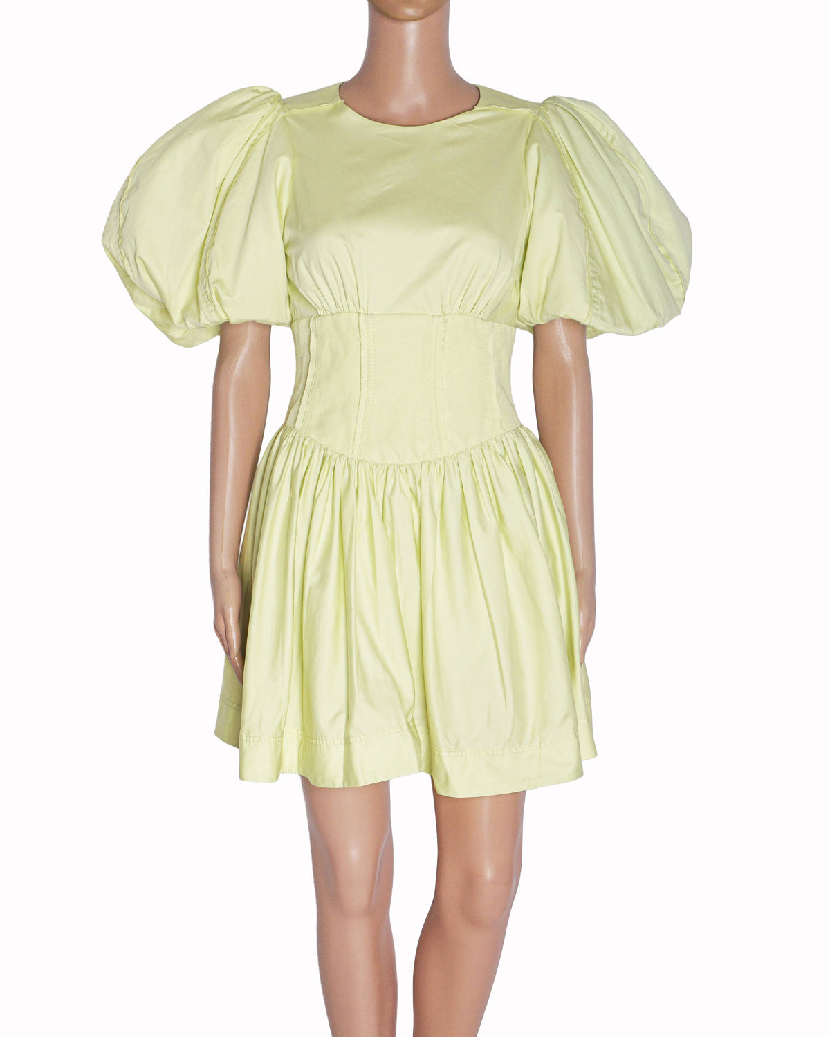Aje Gianna Puff Sleeve Mini Dress in Light Lemon