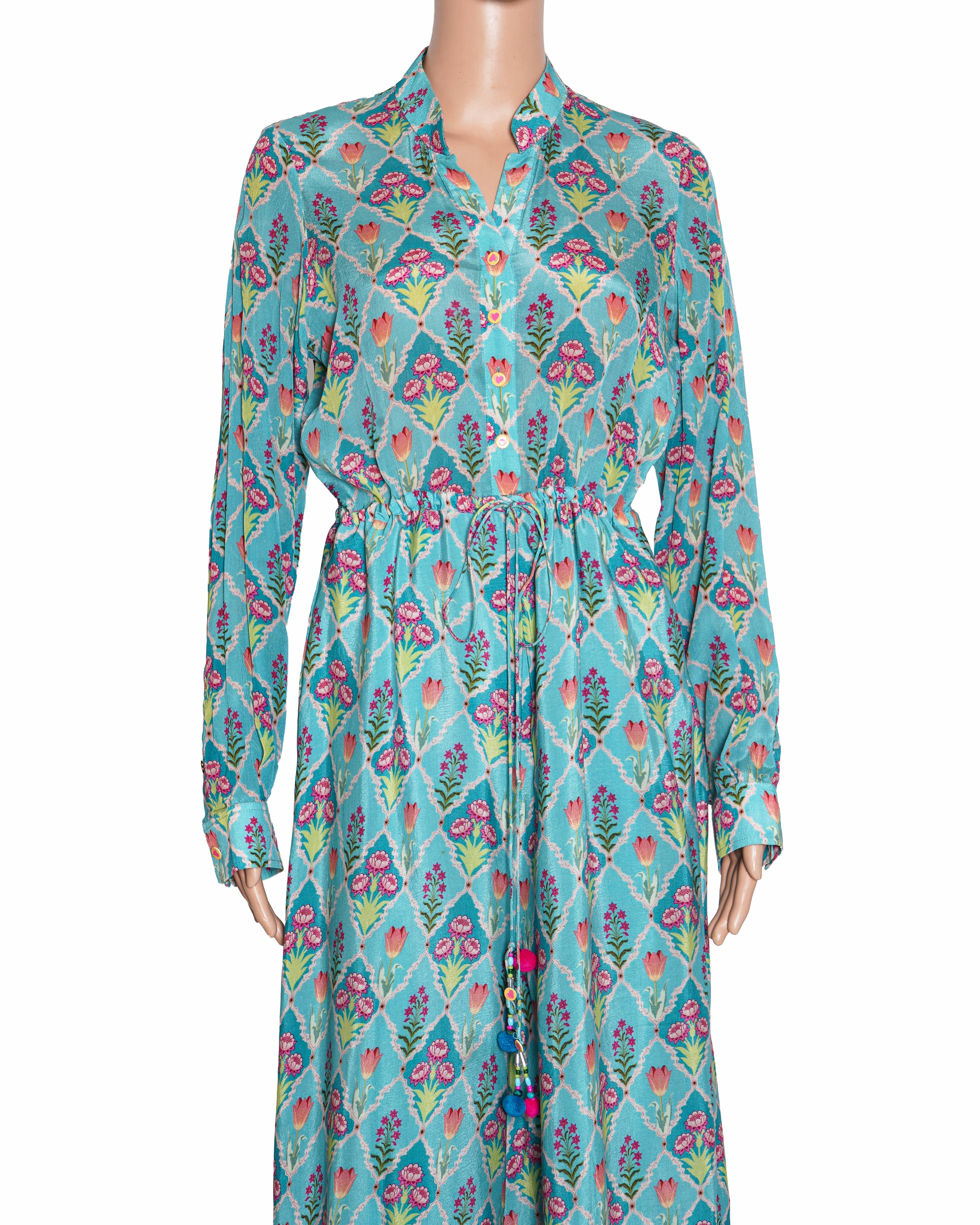 Siddhartha Bansal Blue V Neck Floral Print Jumpsuit