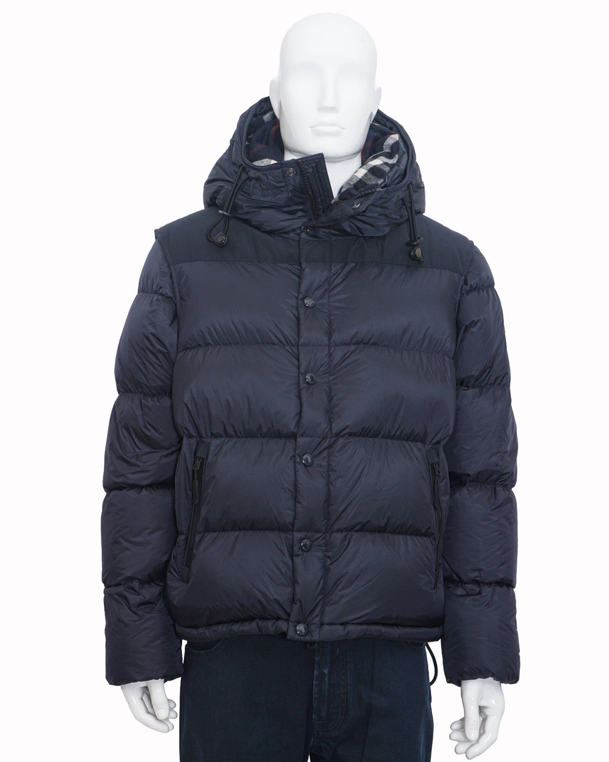 Burberry Leeds Navy Convertible Detachable Sleeve Down Jacket