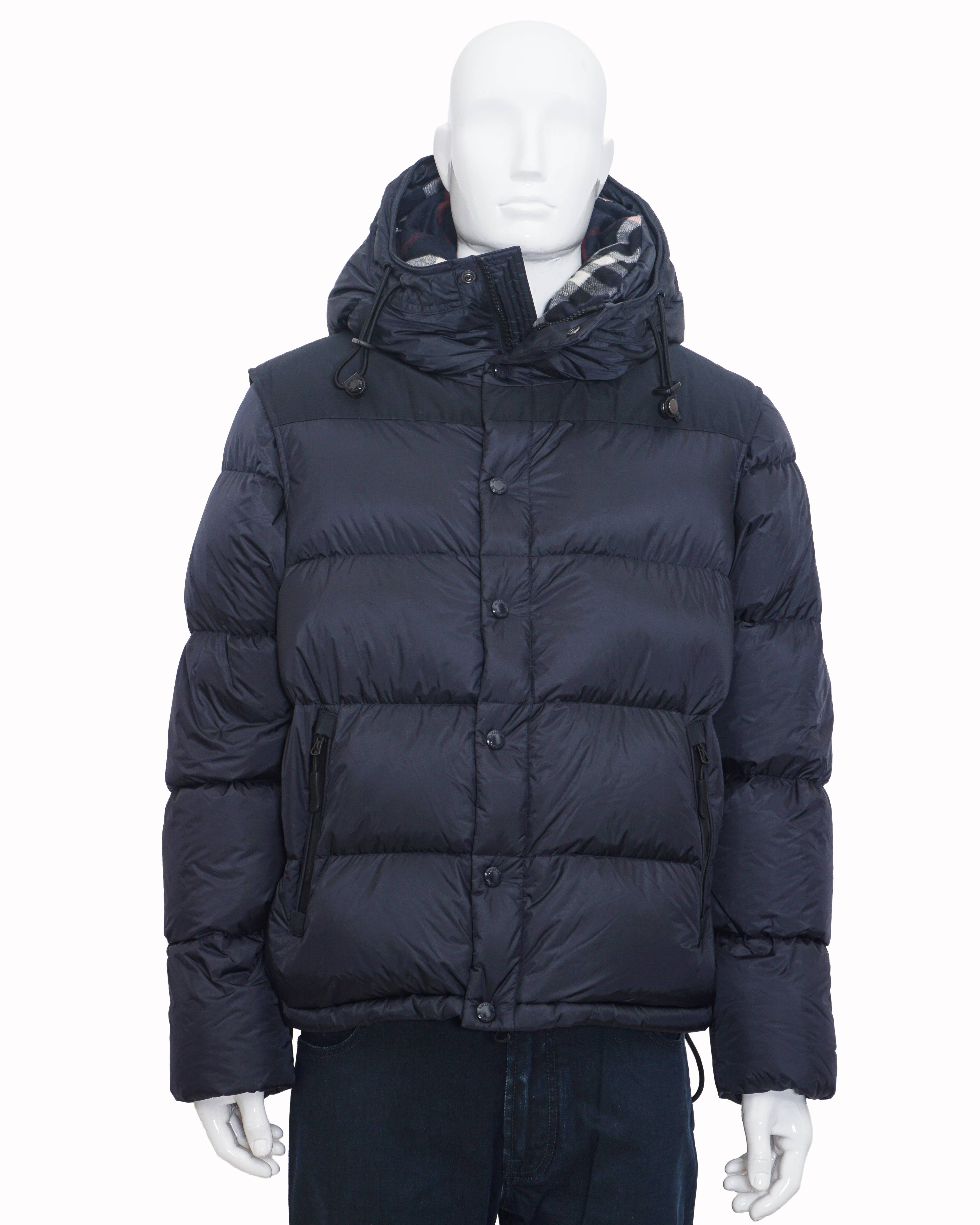 Burberry Leeds Navy Convertible Detachable Sleeve Down Jacket