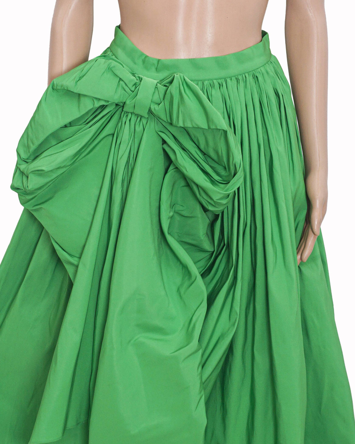 Alexander McQueen Kelly Green Taffeta Bow Detail High-Low Bubble Skirt