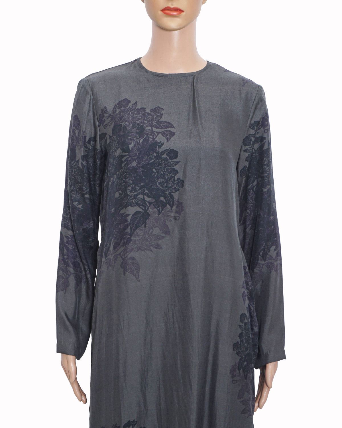 Raw Mango By Sanjay Garg Slate Grey Floral Jacquard Silk Tunic Set