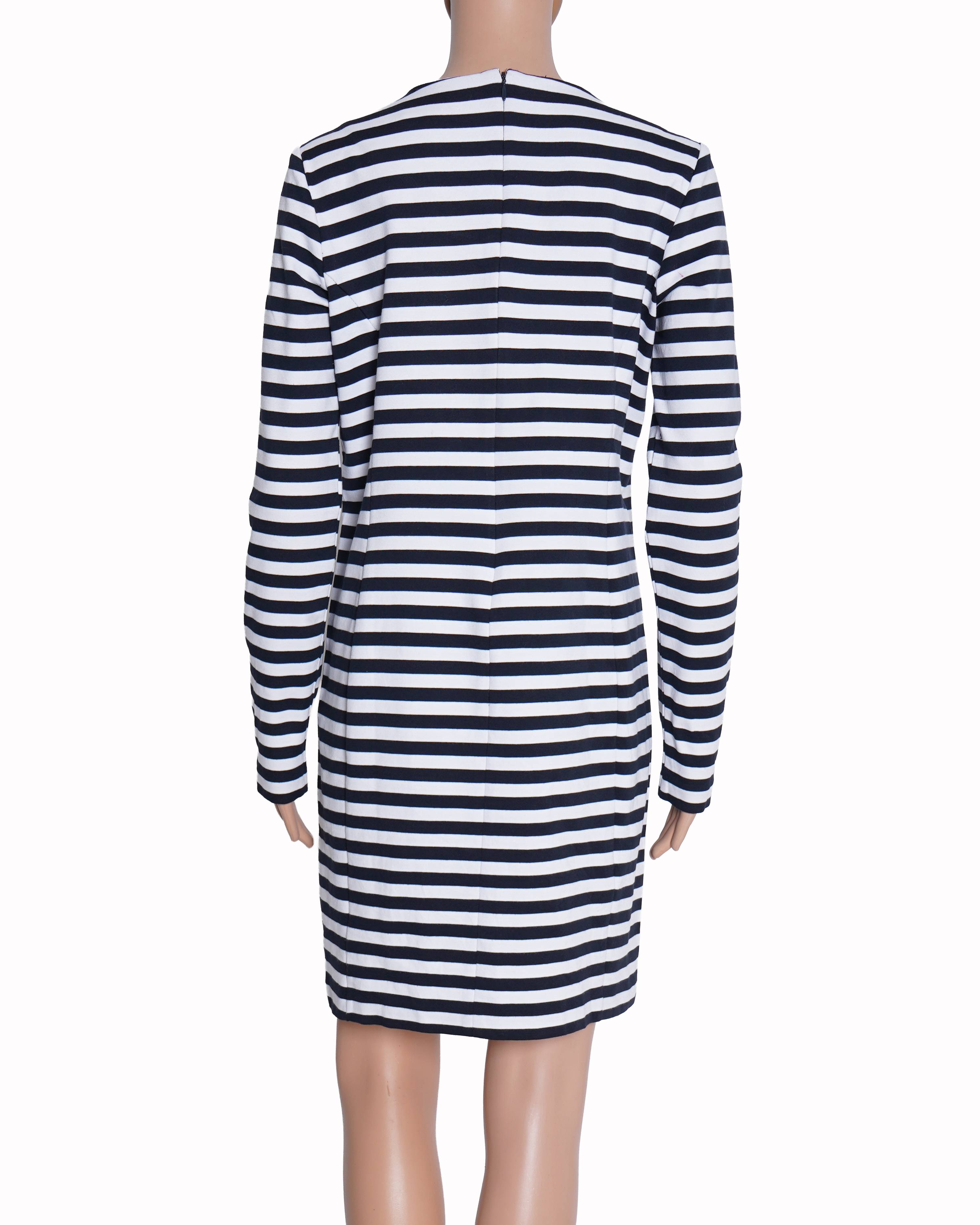 Michael Kors Stripe Dress In Navy Blue & White