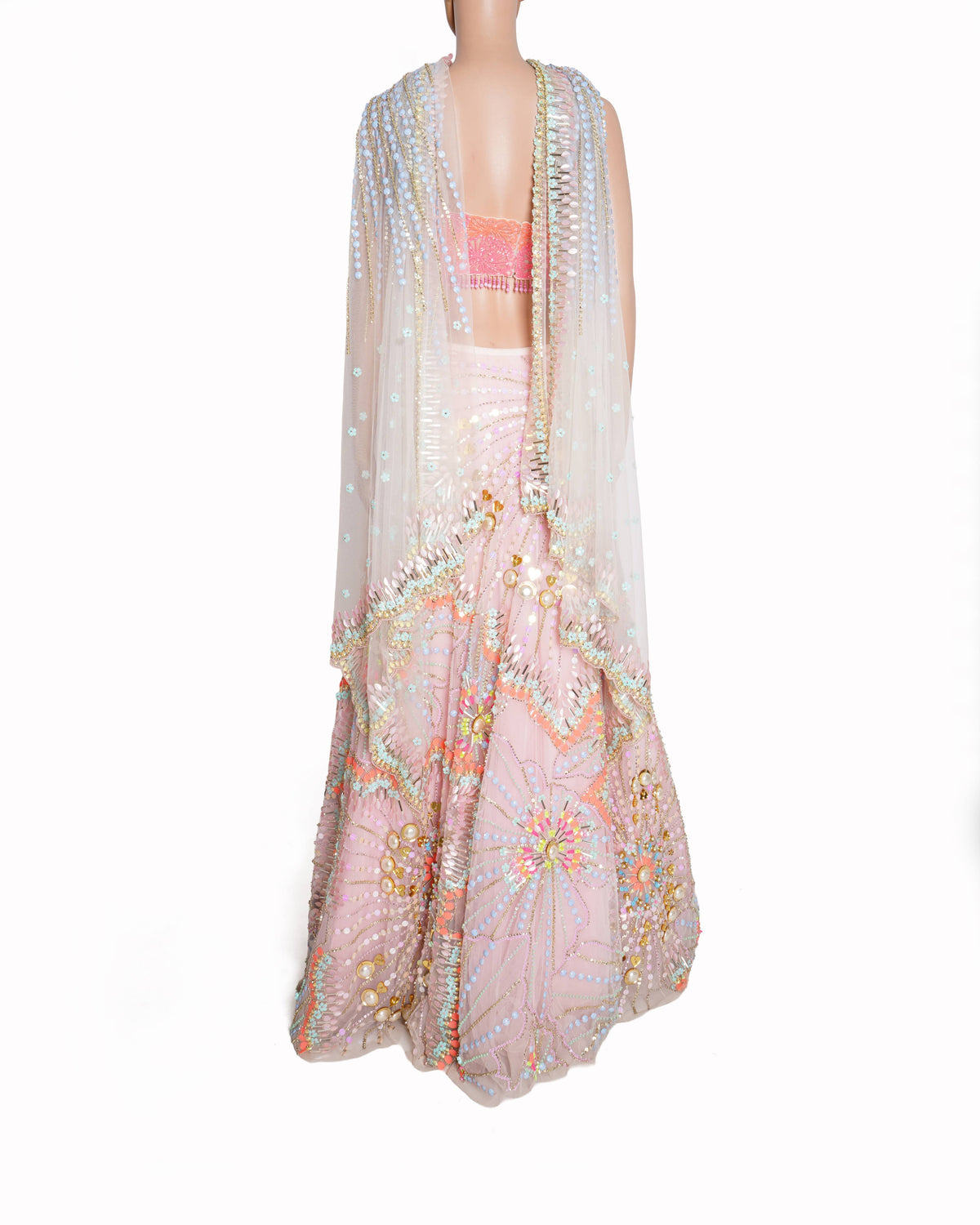 Papa Don't Preach By Shubhika Pink & Ivory Embellished Lehenga Set