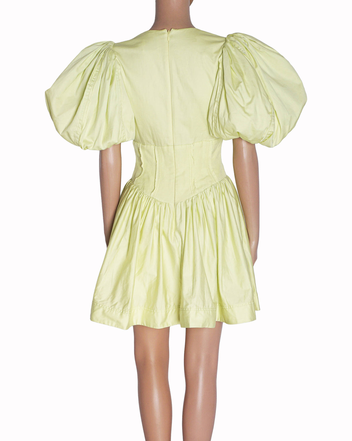 Aje Gianna Puff Sleeve Mini Dress in Light Lemon