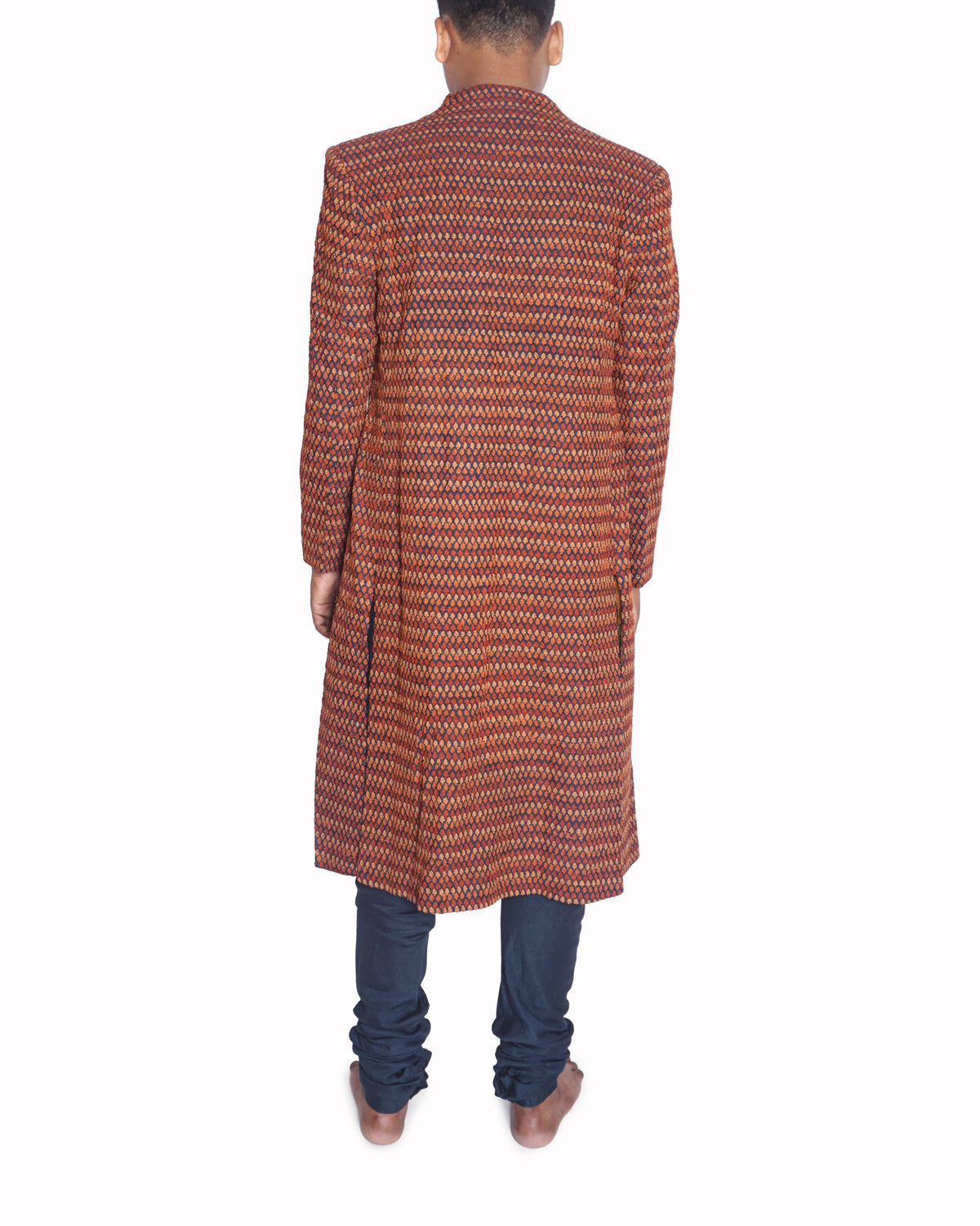 Shantanu Goenka Men's Rust Woven Sherwani Set
