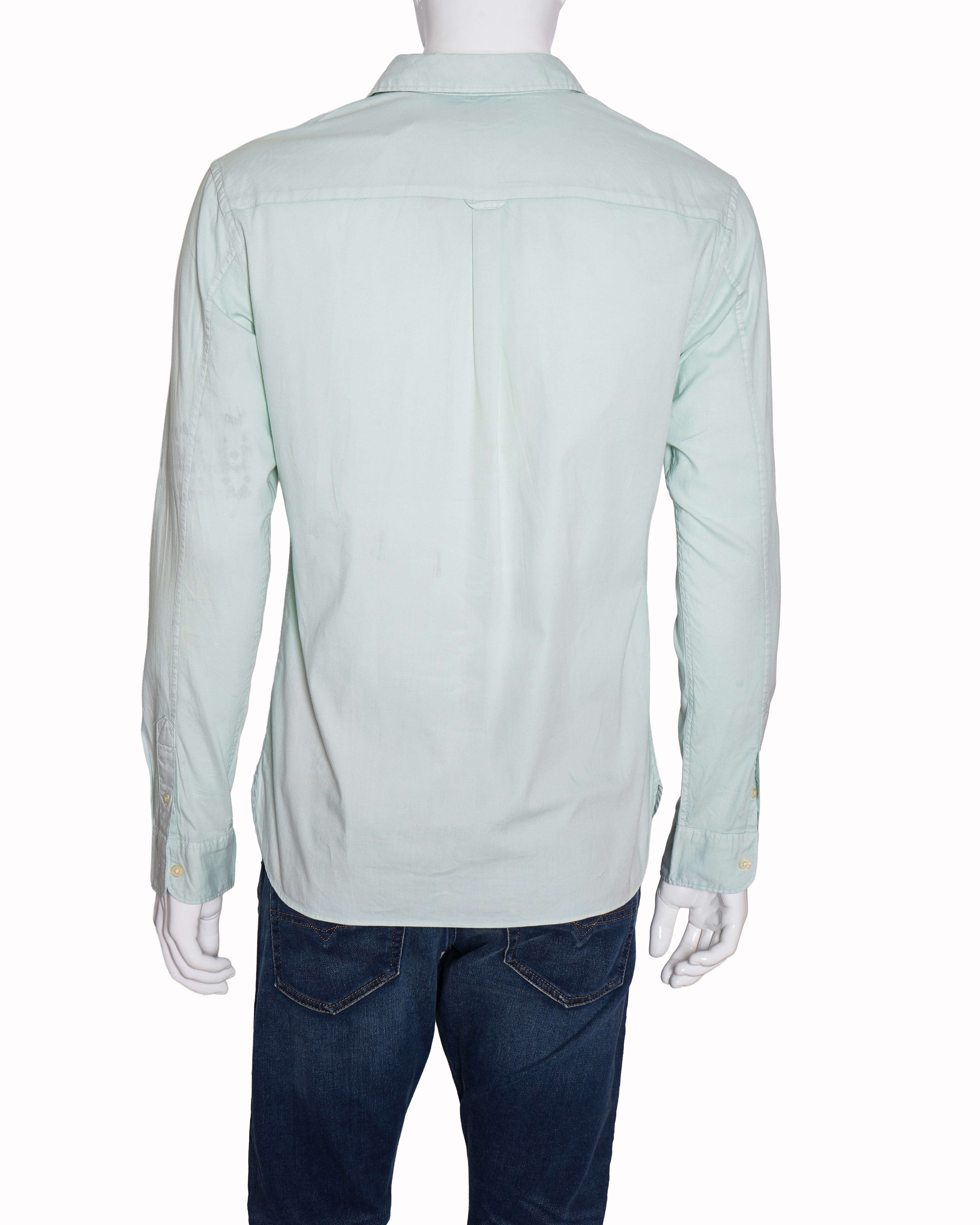 AllSaints Light Blue Long-Sleeve Cotton Ramskull Shirt