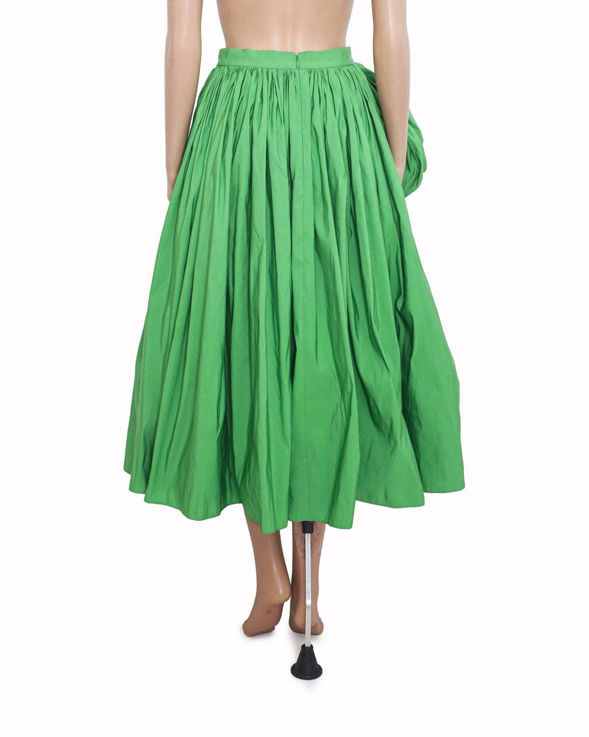 Alexander McQueen Kelly Green Taffeta Bow Detail High-Low Bubble Skirt