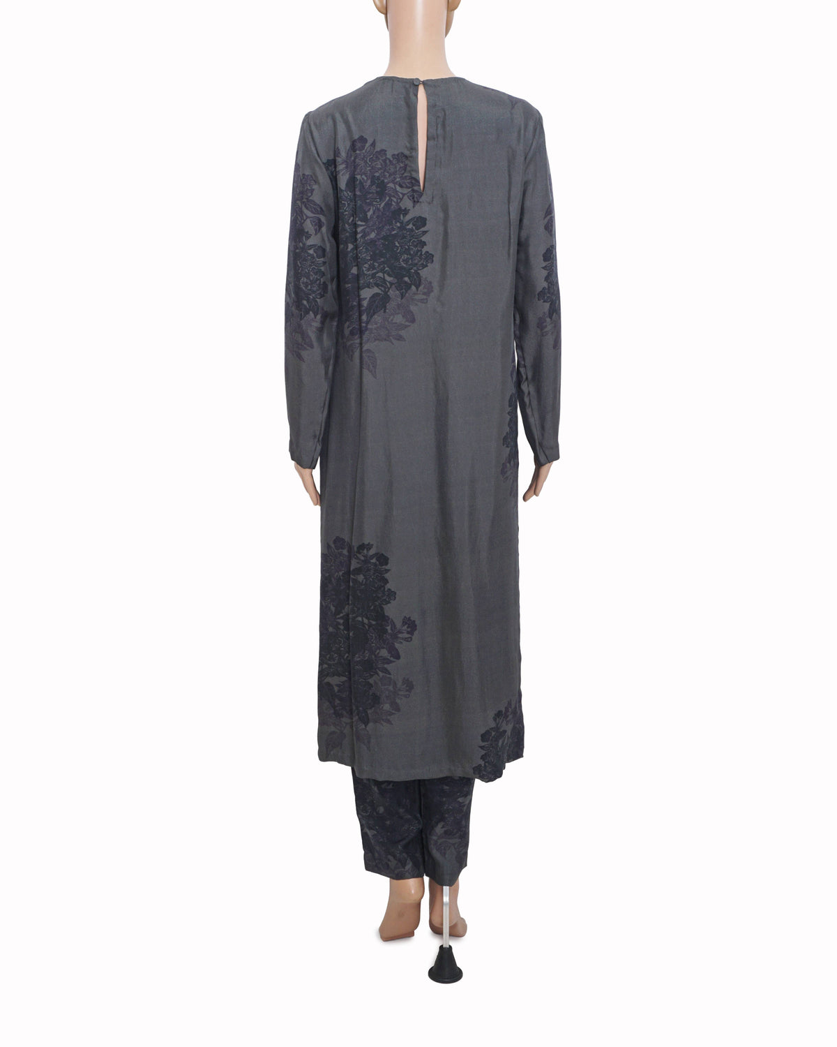Raw Mango By Sanjay Garg Slate Grey Floral Jacquard Silk Tunic Set