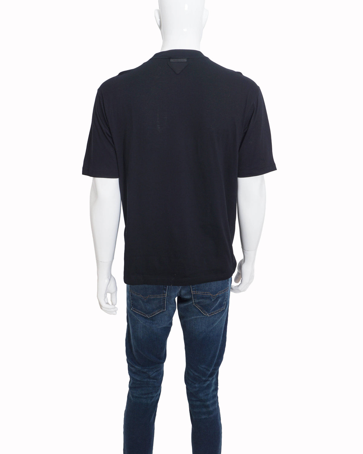 Prada Black Tonal Embroidered Imperial Crest Men's T-Shirt