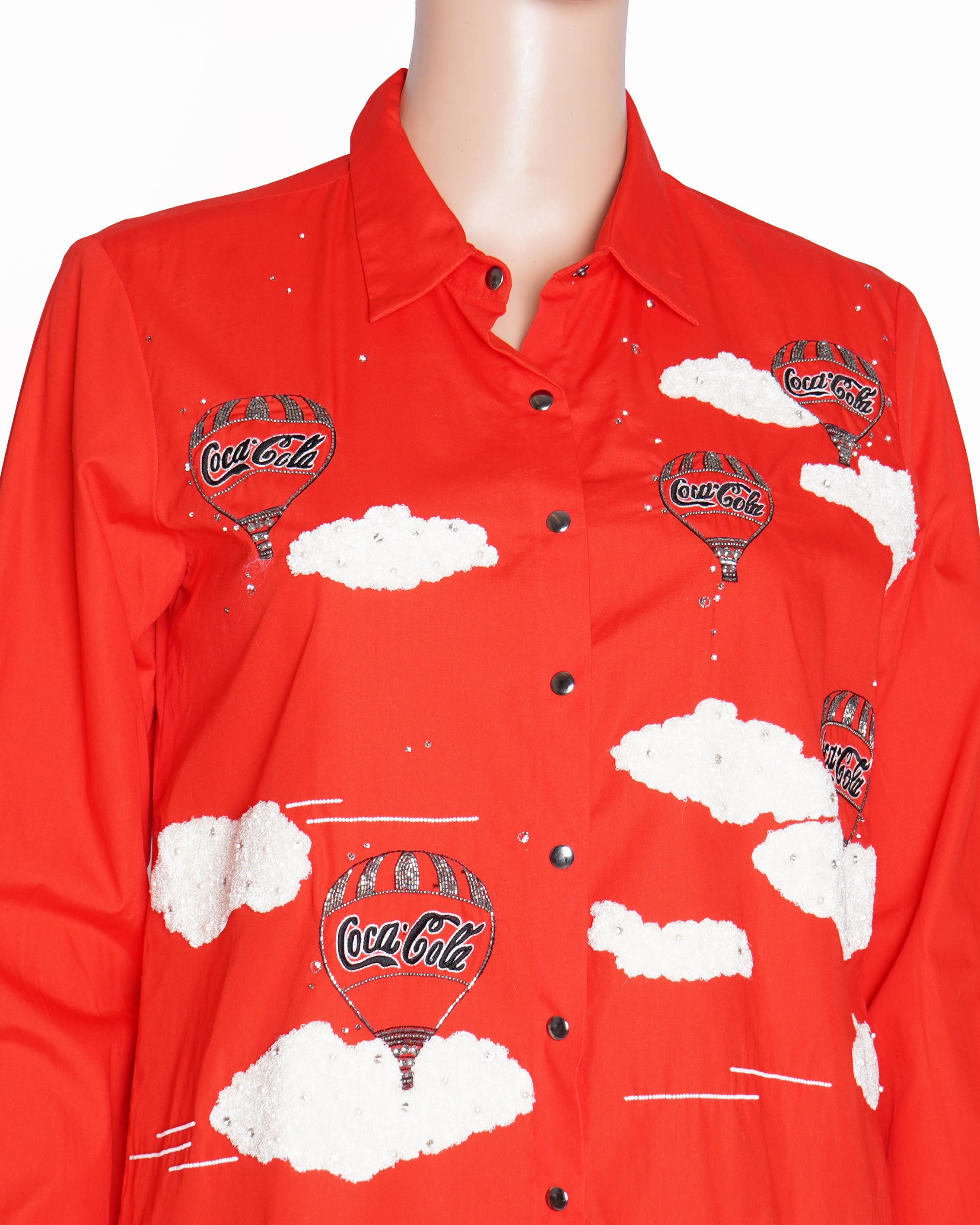 Sahnin Manan Red Embroidered Hot Air Balloon Shirts