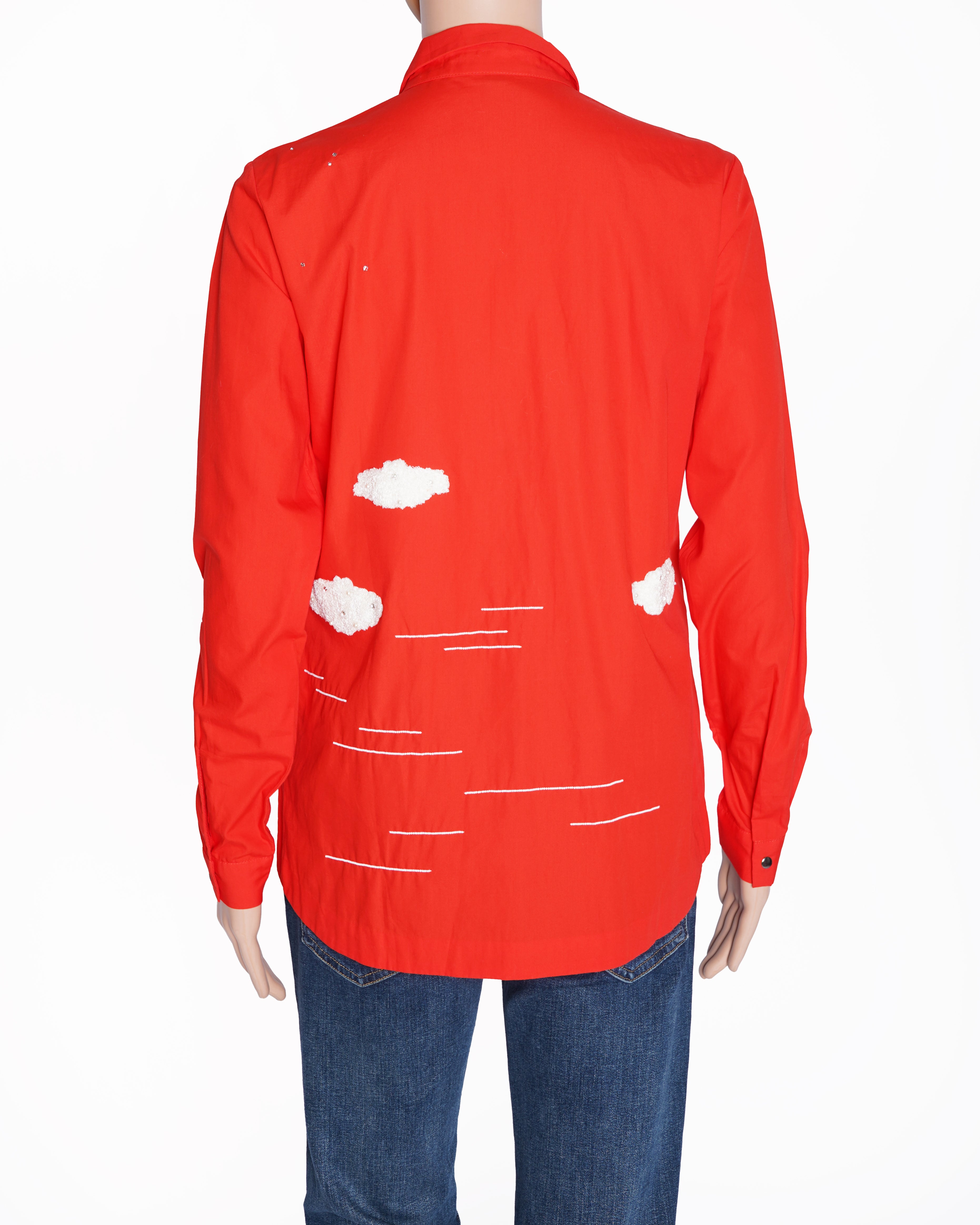 Sahnin Manan Red Embroidered Hot Air Balloon Shirts