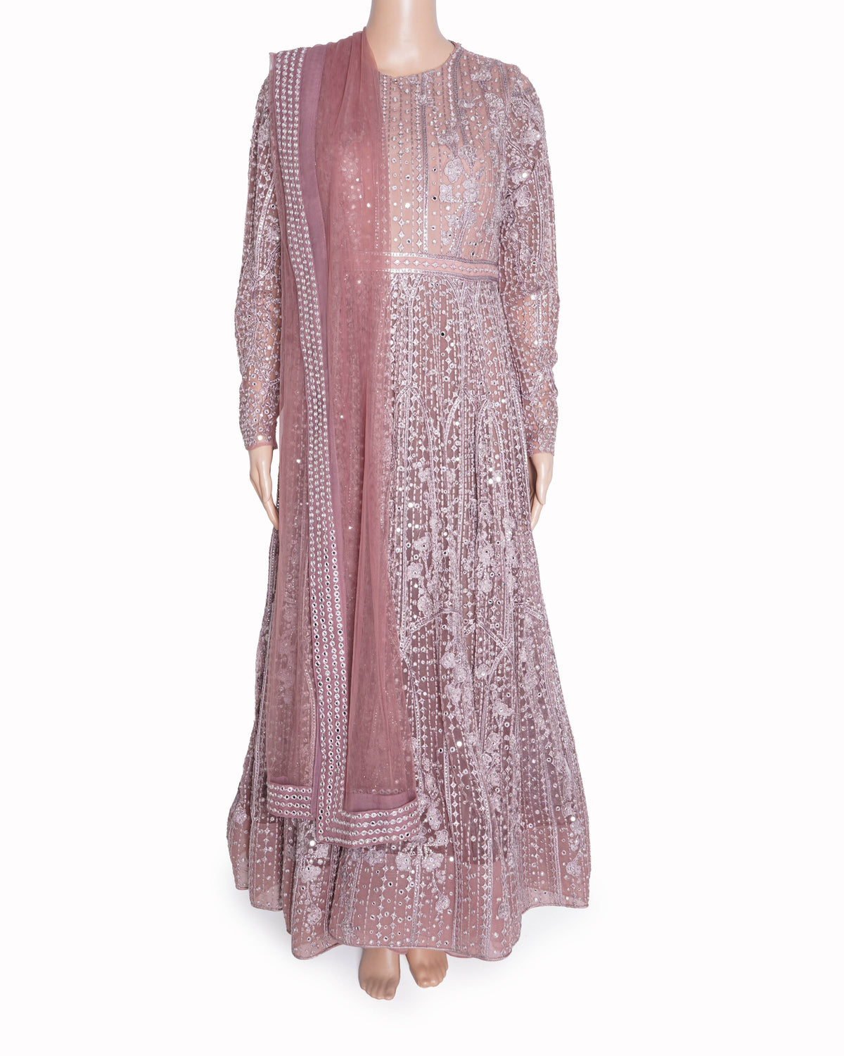 Falguni shane peacock pink embroidered anarkali (Set of 3)