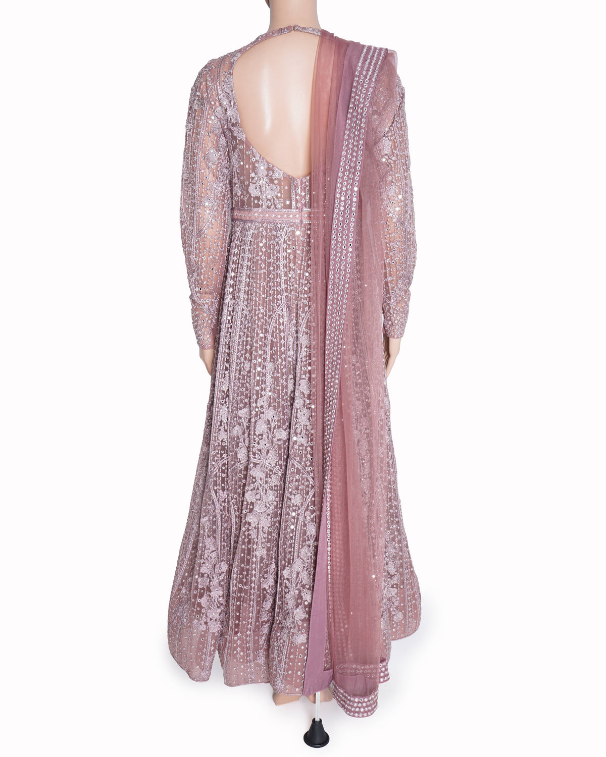 Falguni shane peacock pink embroidered anarkali (Set of 3)