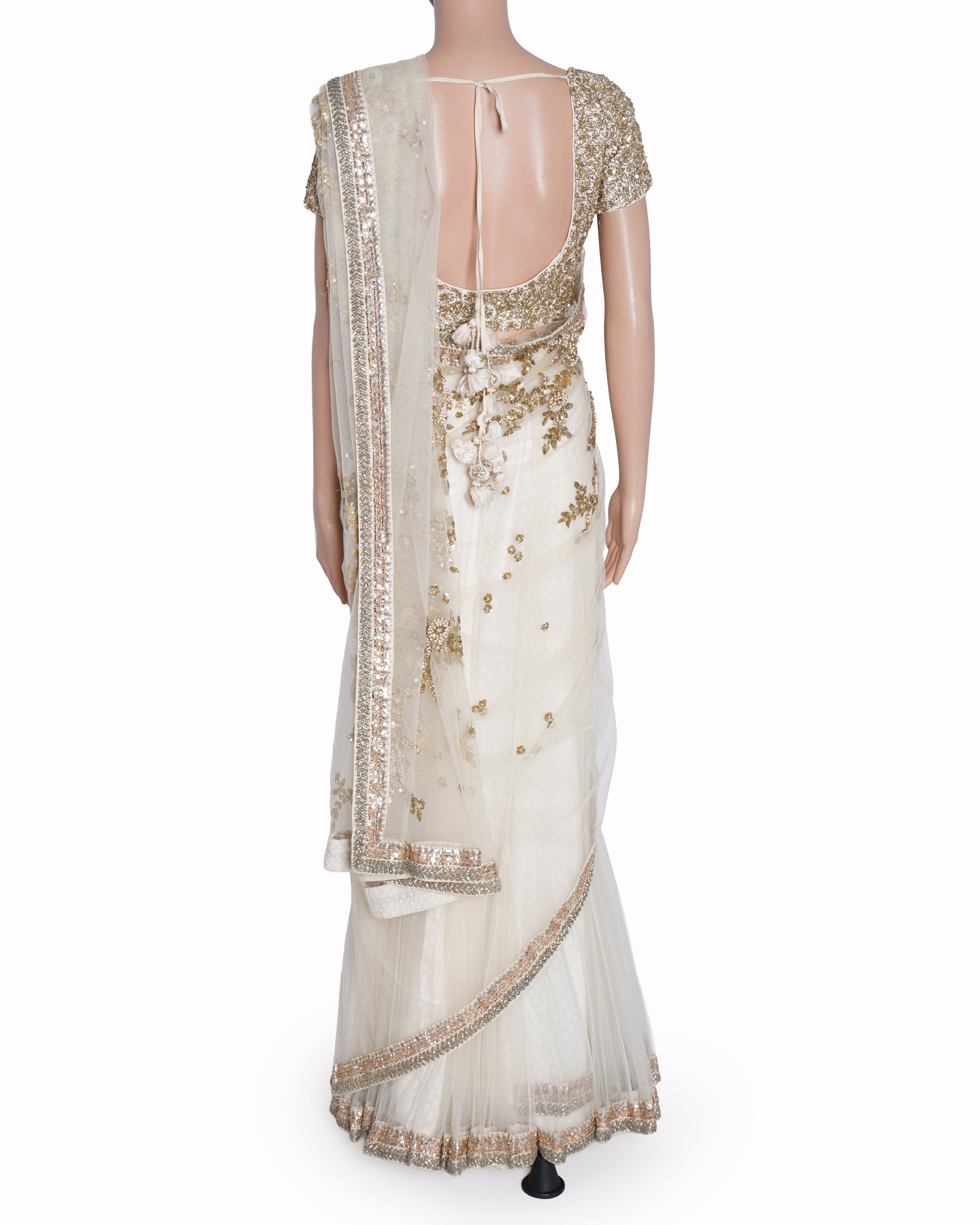 Sabyasachi White and Gold Embroidered Lehenga Set